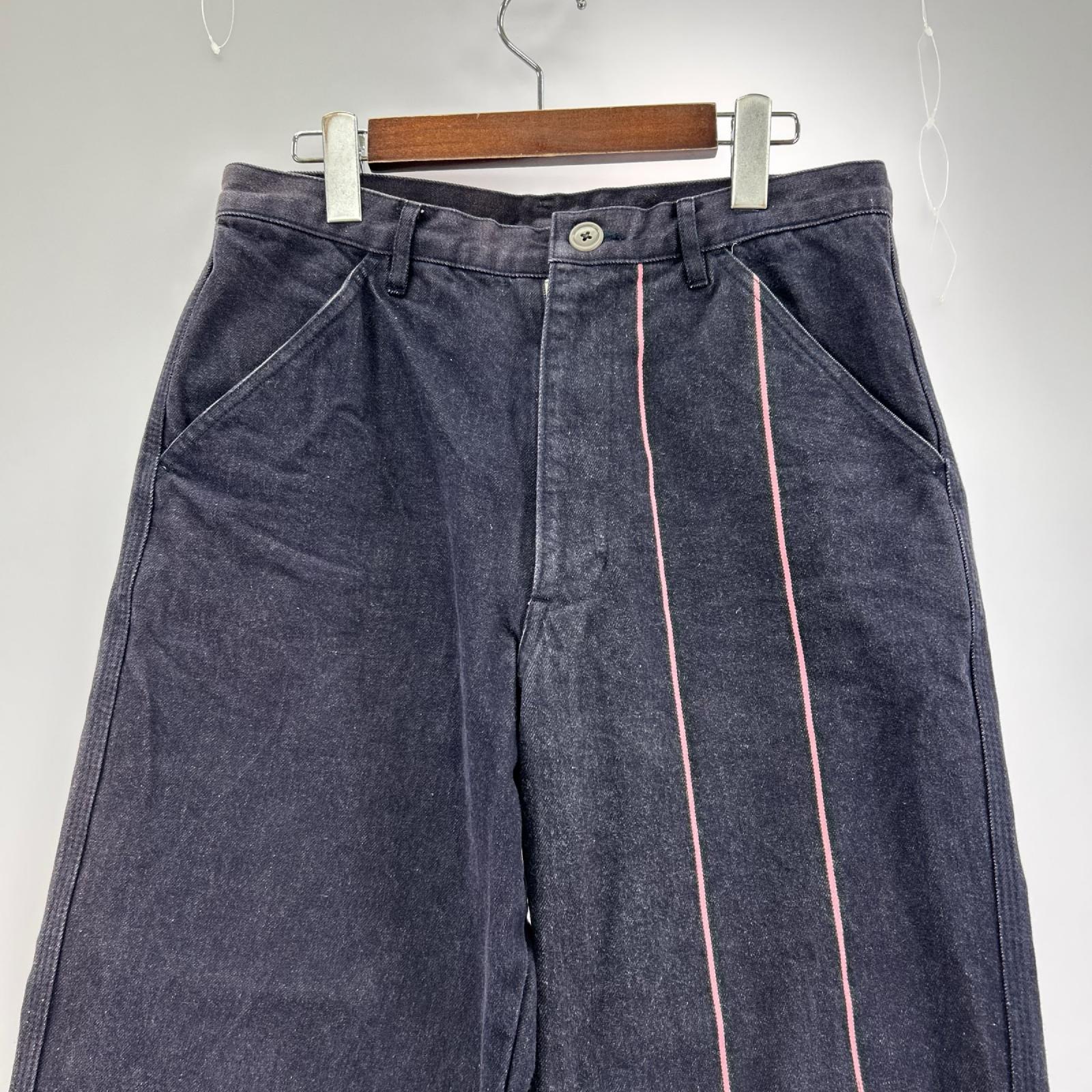 デニムパンツ HOMME PLUS AD2001 ラインデニム 紺 M ネイビー