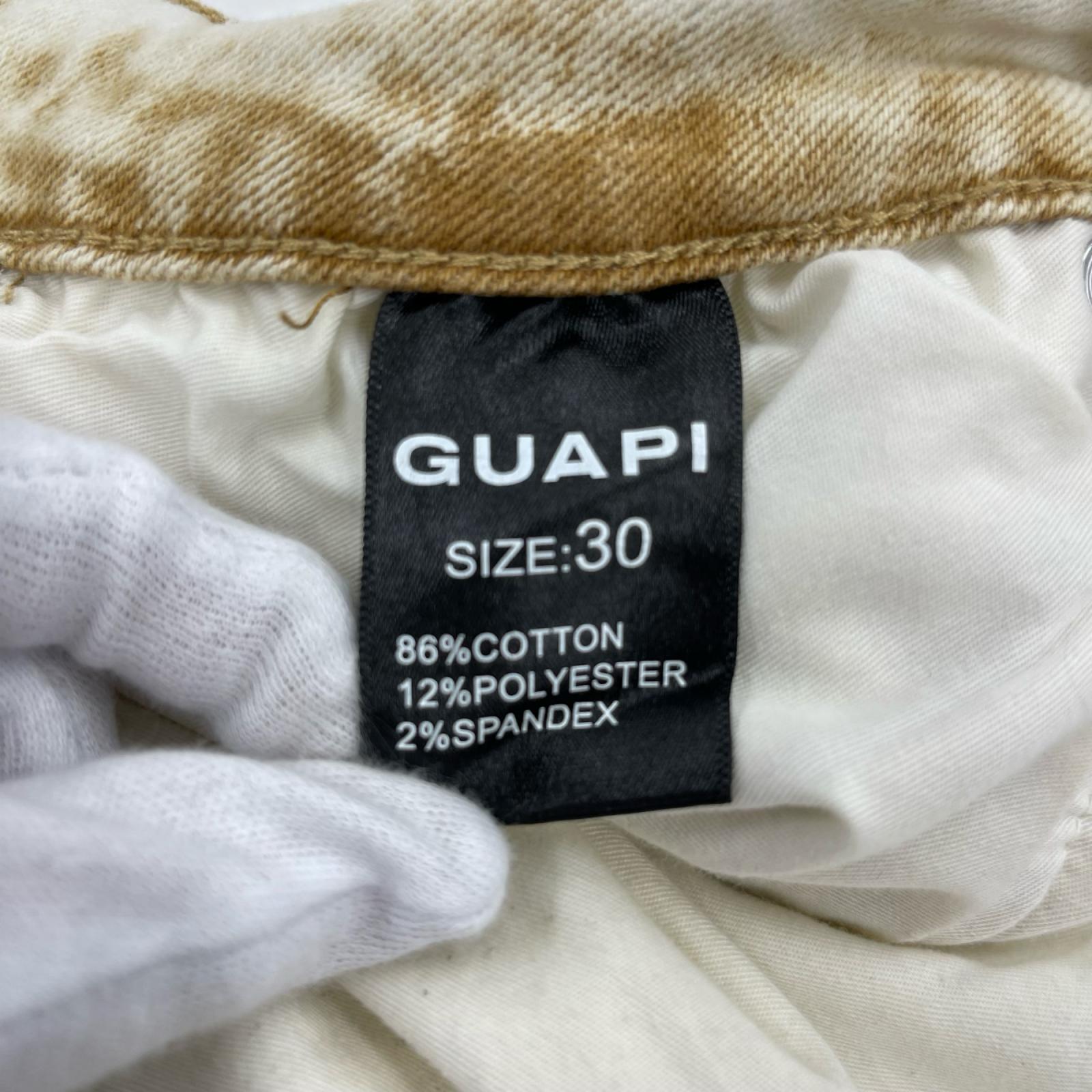 デニムパンツ GUAPI 加工ボンテージカーゴデニムパンツ アイボリー (30) 30
