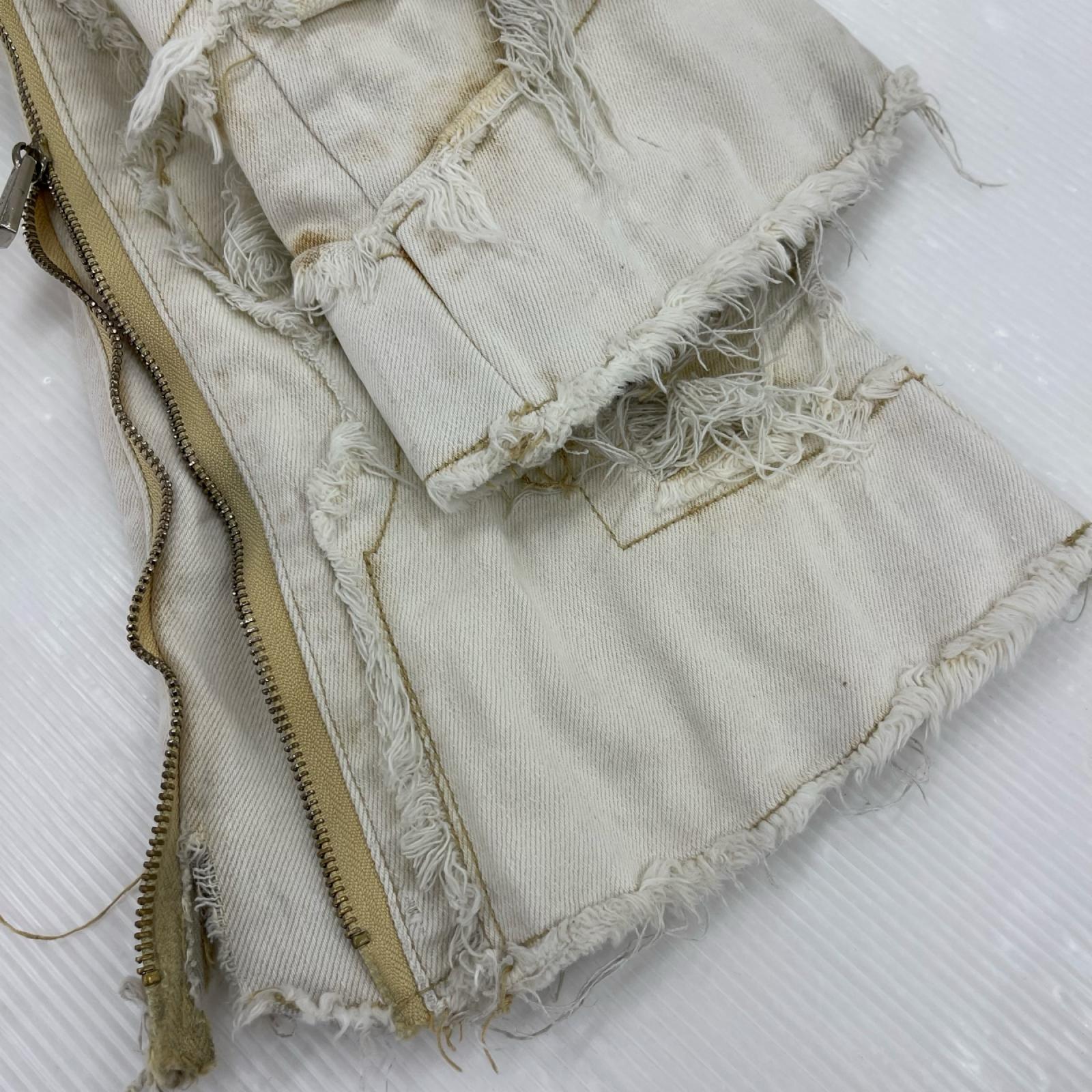 デニムパンツ GUAPI 加工ボンテージカーゴデニムパンツ アイボリー (30) 30