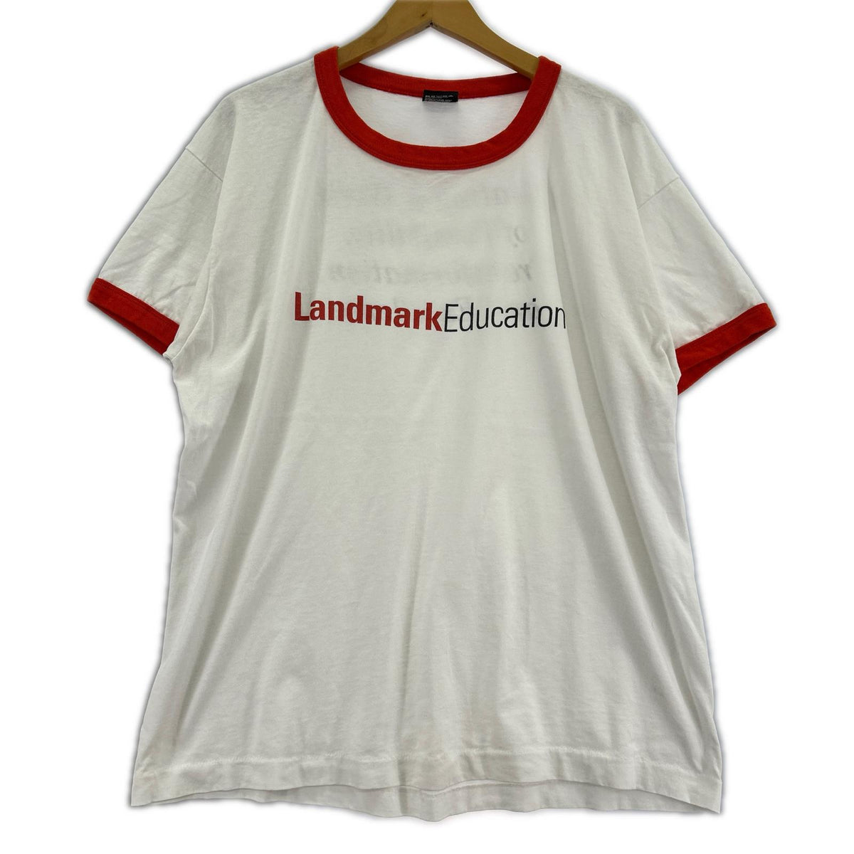 半袖Tシャツ 90s USA製 LandmarkEducation リンガー (XL) ホワイト
