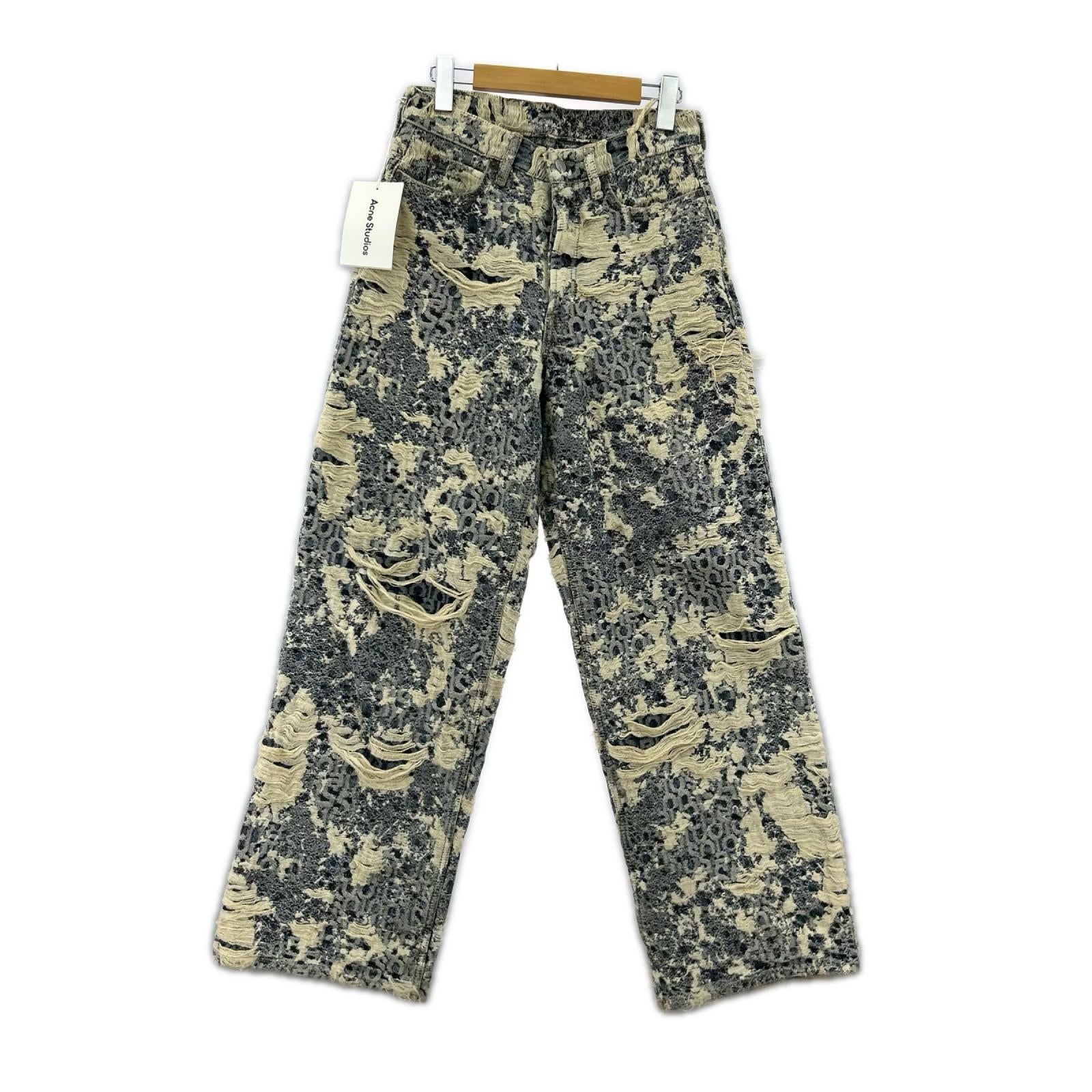 デニムパンツ 1981 u denim distressed monogram 青 XS