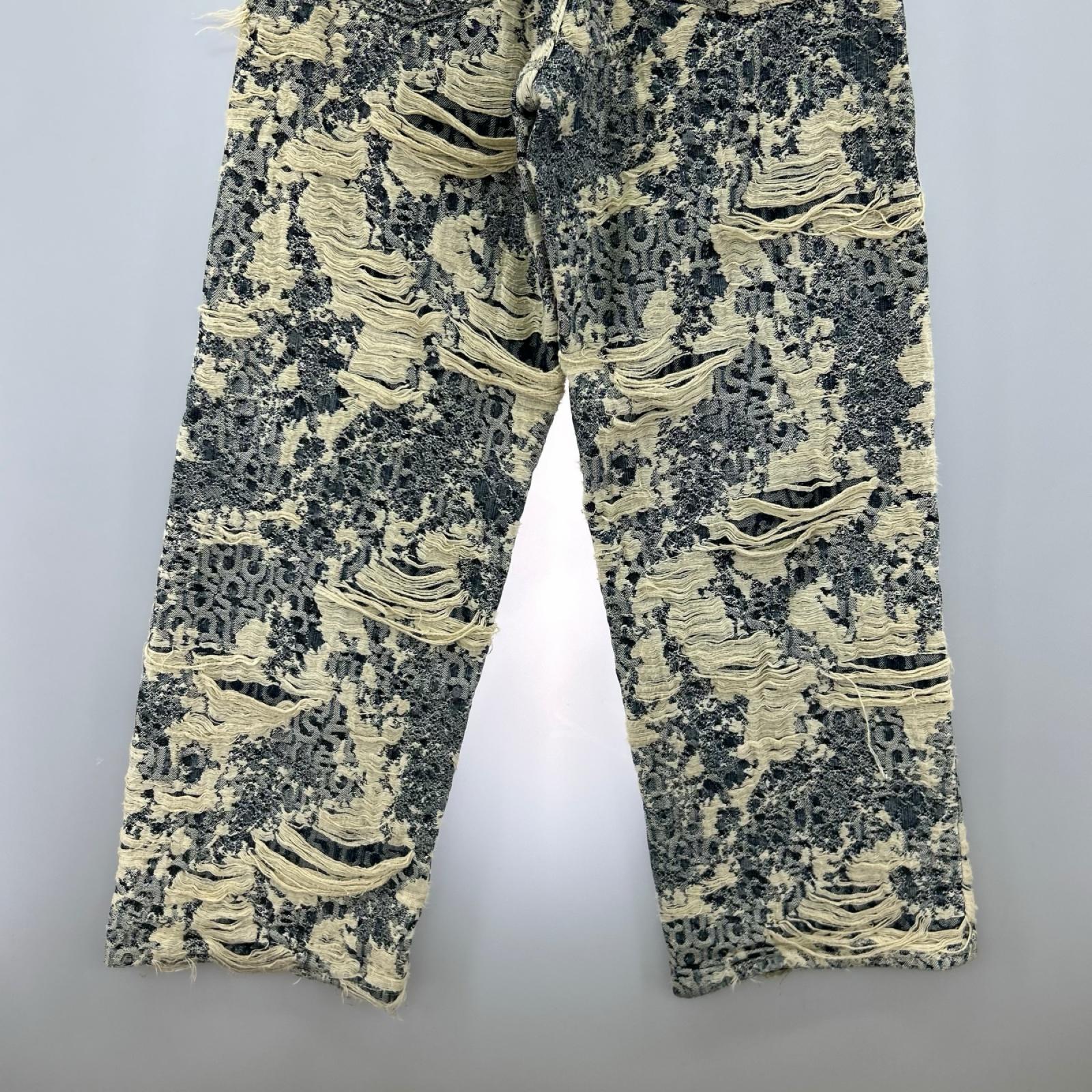 デニムパンツ 1981 u denim distressed monogram 青 XS