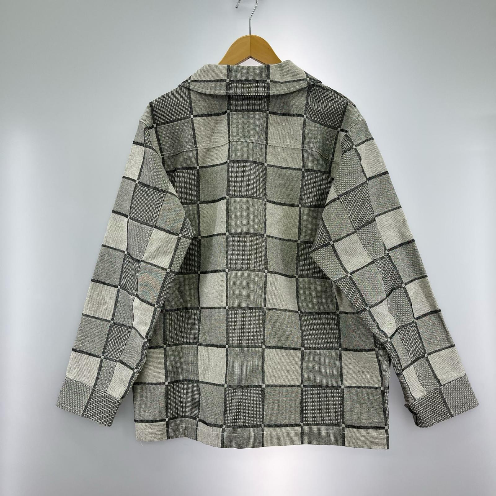 長袖シャツ BLOCK CHECK OVERSIZE SHIRT JACKET グレー M M グレー