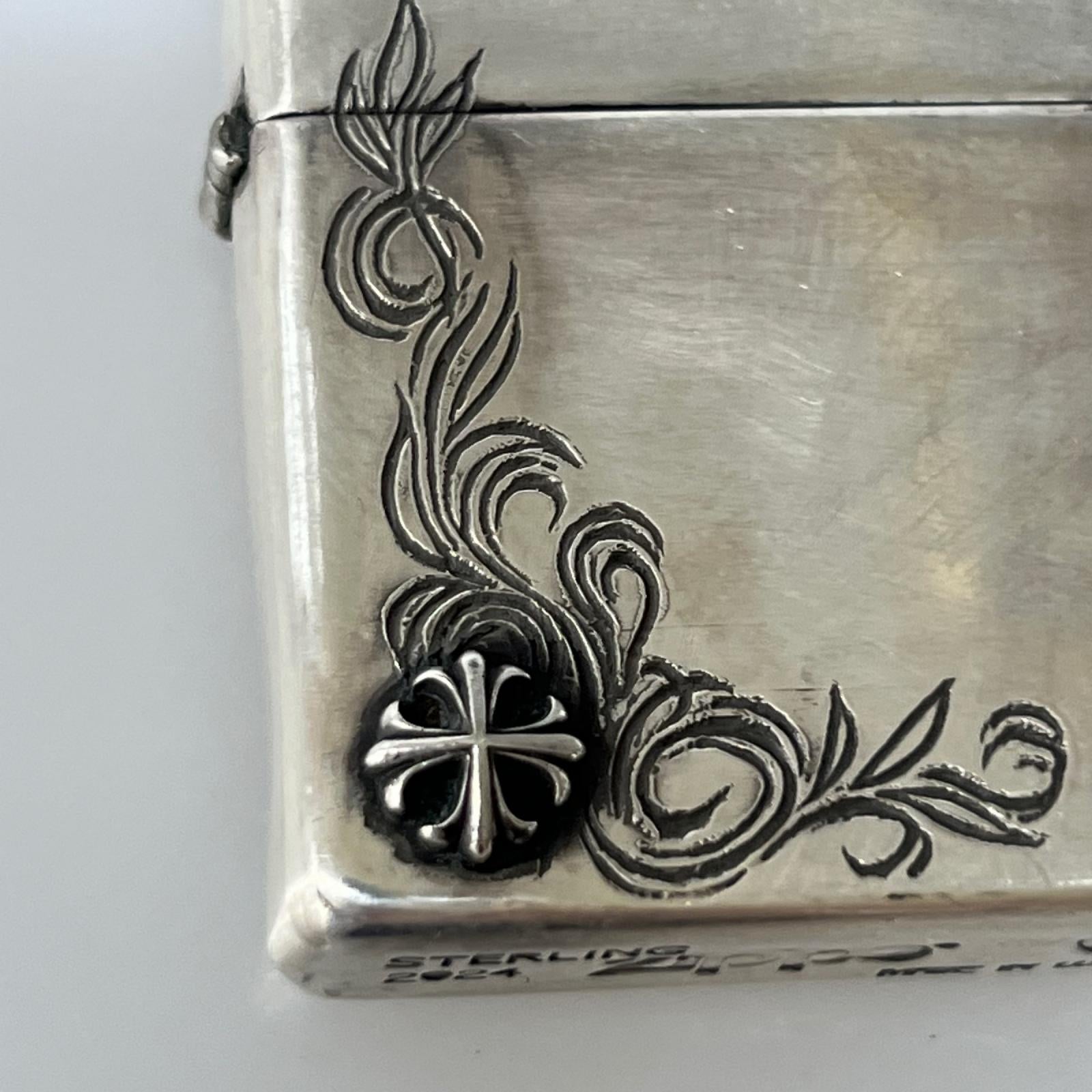 ライター ZIPPO 24年製 アラベスク クロスメタル STERLING USA製
