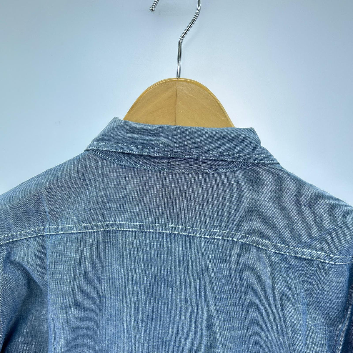 長袖シャツ 東洋エンタープライズ 刺繍 シャンブレーシャツ (M) M ブルー