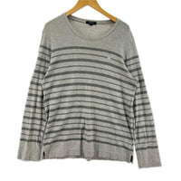 長袖Tシャツ ボーダー グレー L グレー