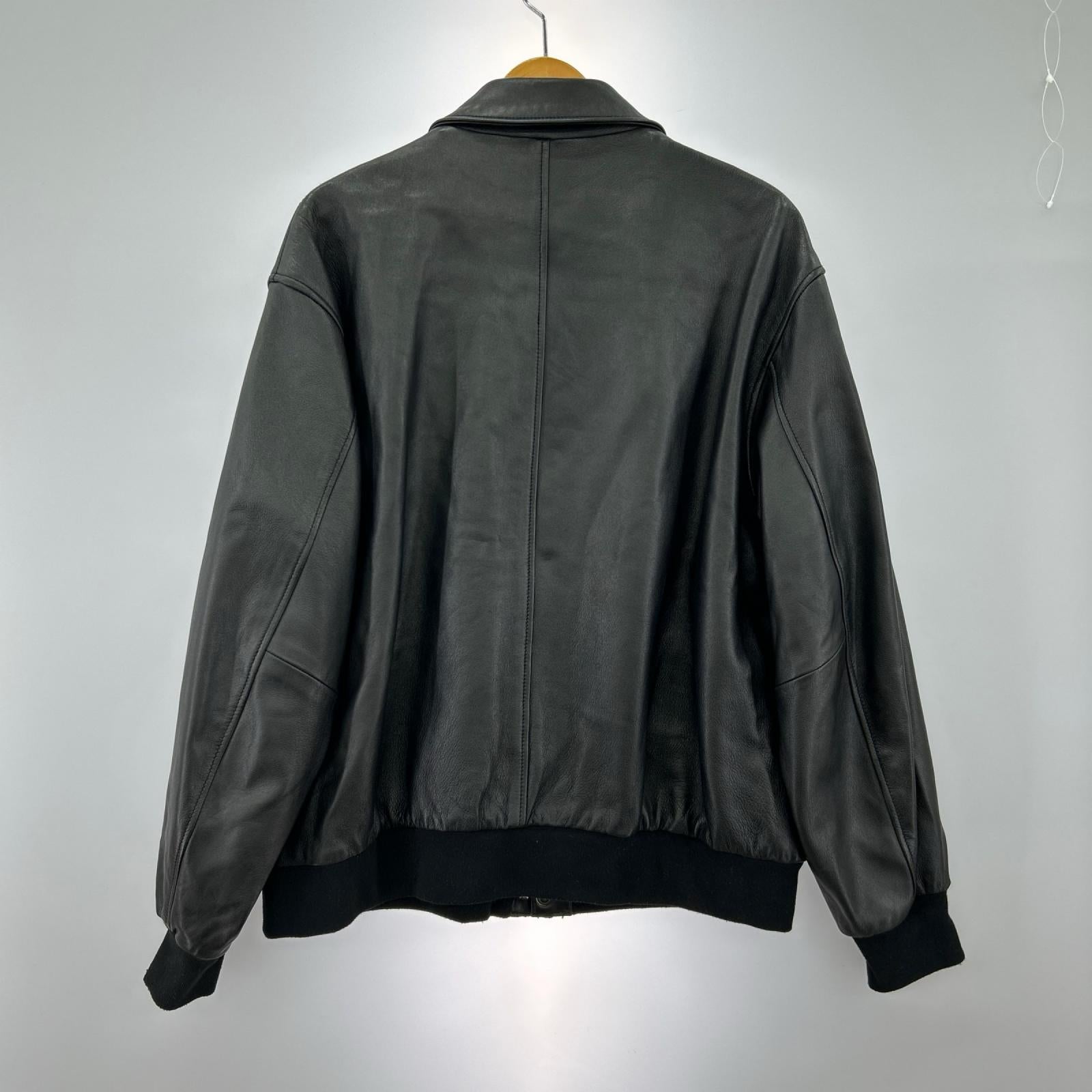 レザージャケット L シングルジップ L ブラック