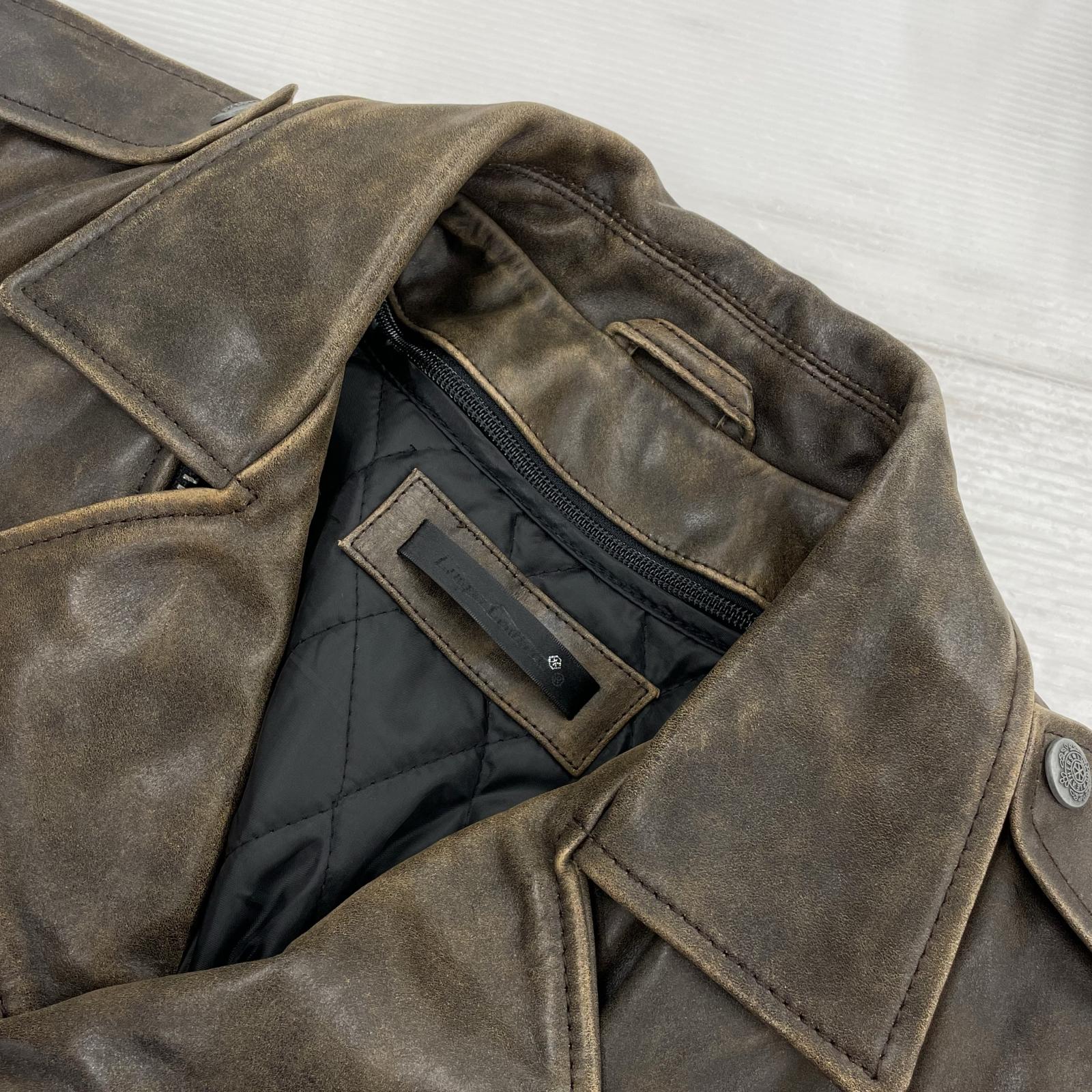 ライダースジャケット liugoo leather ダブルライダースジャケット ブラウン