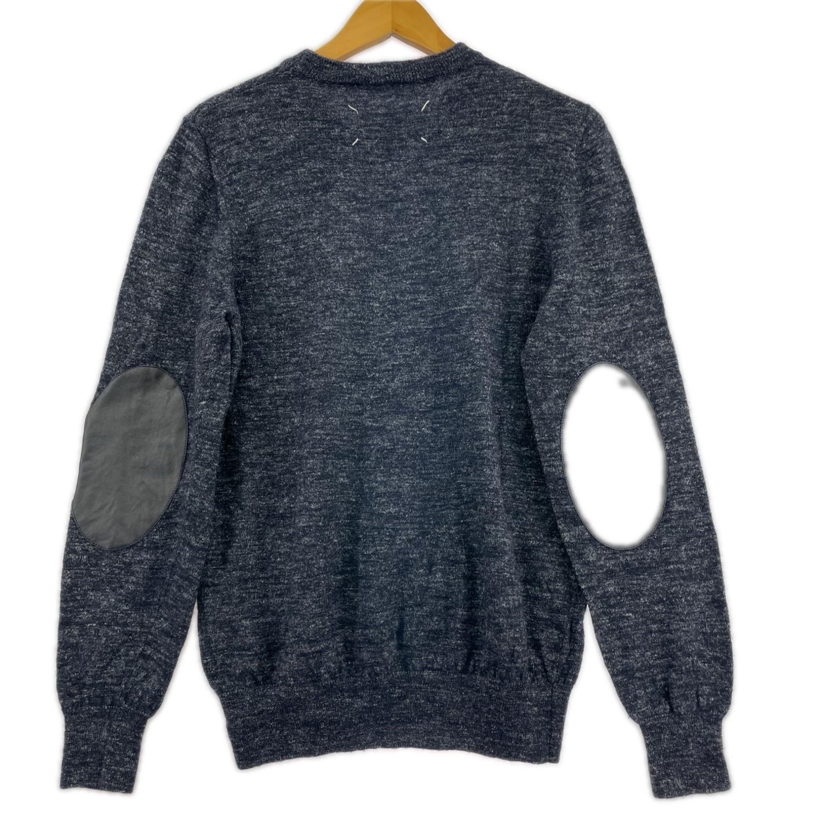 ニット Martin Margiela14AW レザーエルボーパッチ 紺 S ネイビー