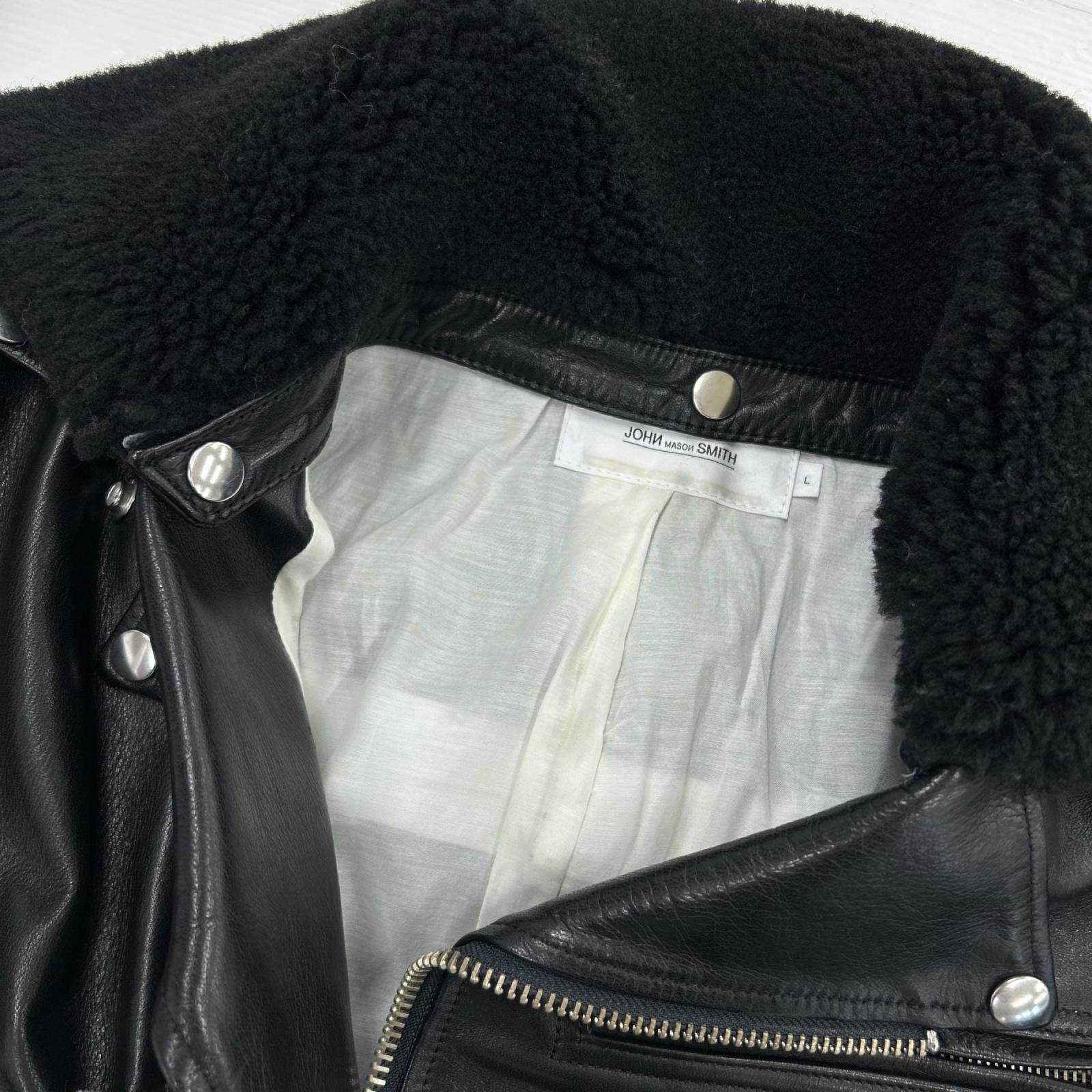 ライダースジャケット JOHN MAISON SMITH ムートンライダースジャケット 黒 L L ブラック