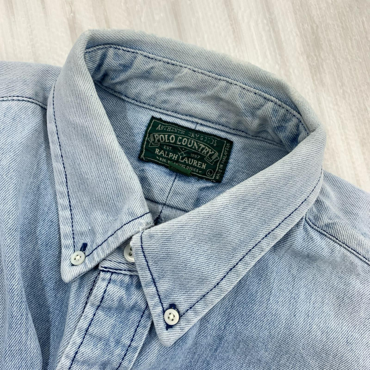 長袖シャツ OLD POLO COUNTRY デニム サックス L