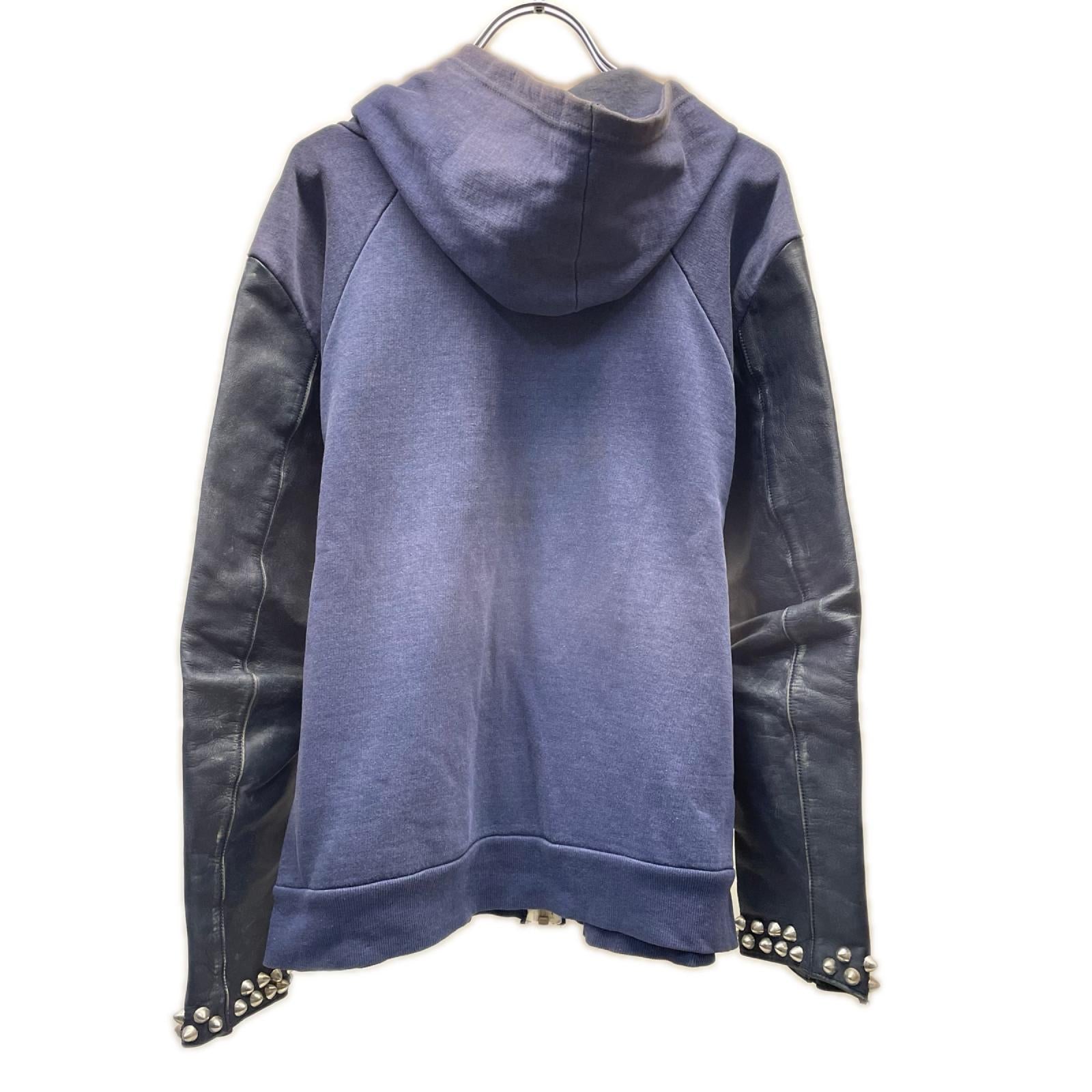 パーカー UNDERCOVER 90s 再構築 袖レザー ジップパーカー M ネイビー