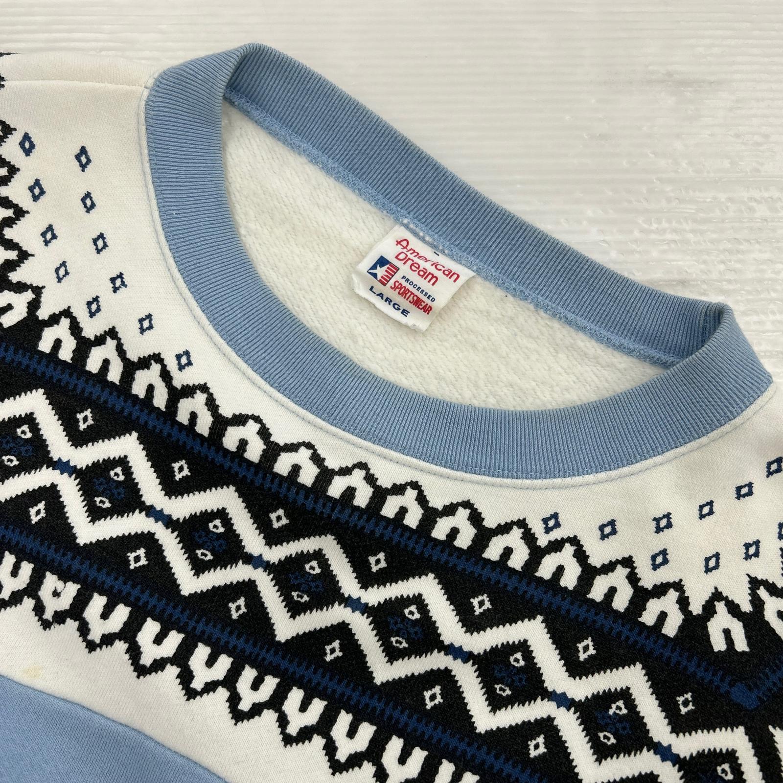スウェット AMERICAN DREAM 雪柄 水色(L) L ブルー