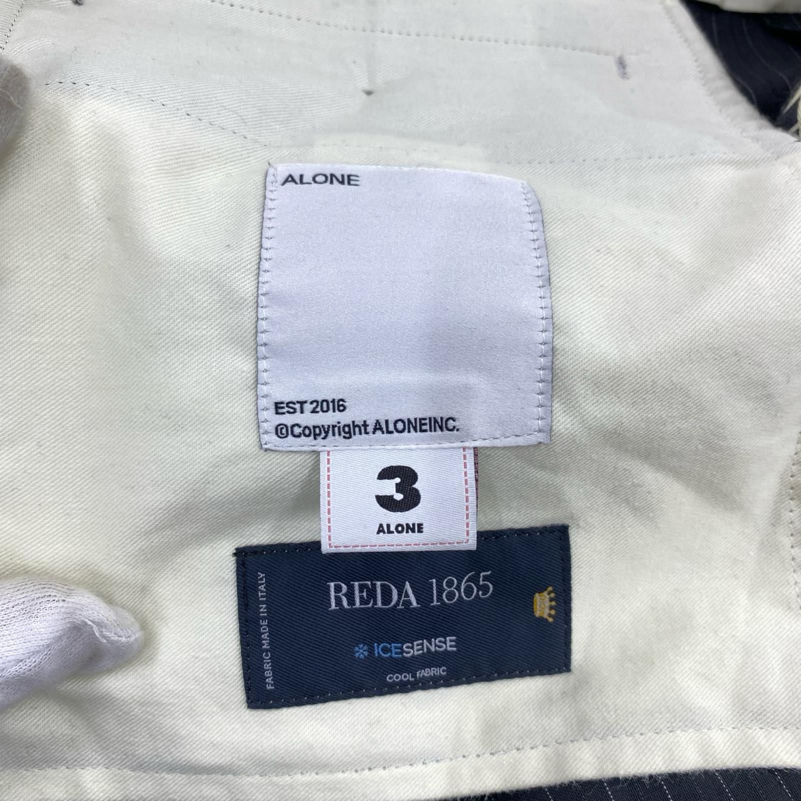 パンツ ALONE 2タック ストライプ スラックス 黒 3 ブラック