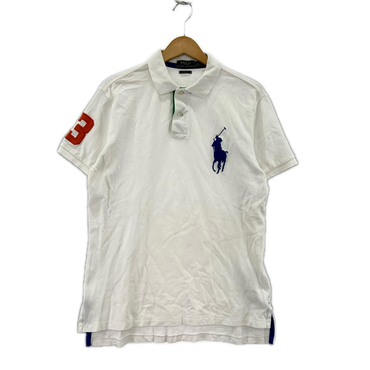 ポロシャツ POLO ブルービッグポニー 袖オレンジ3 M ホワイト
