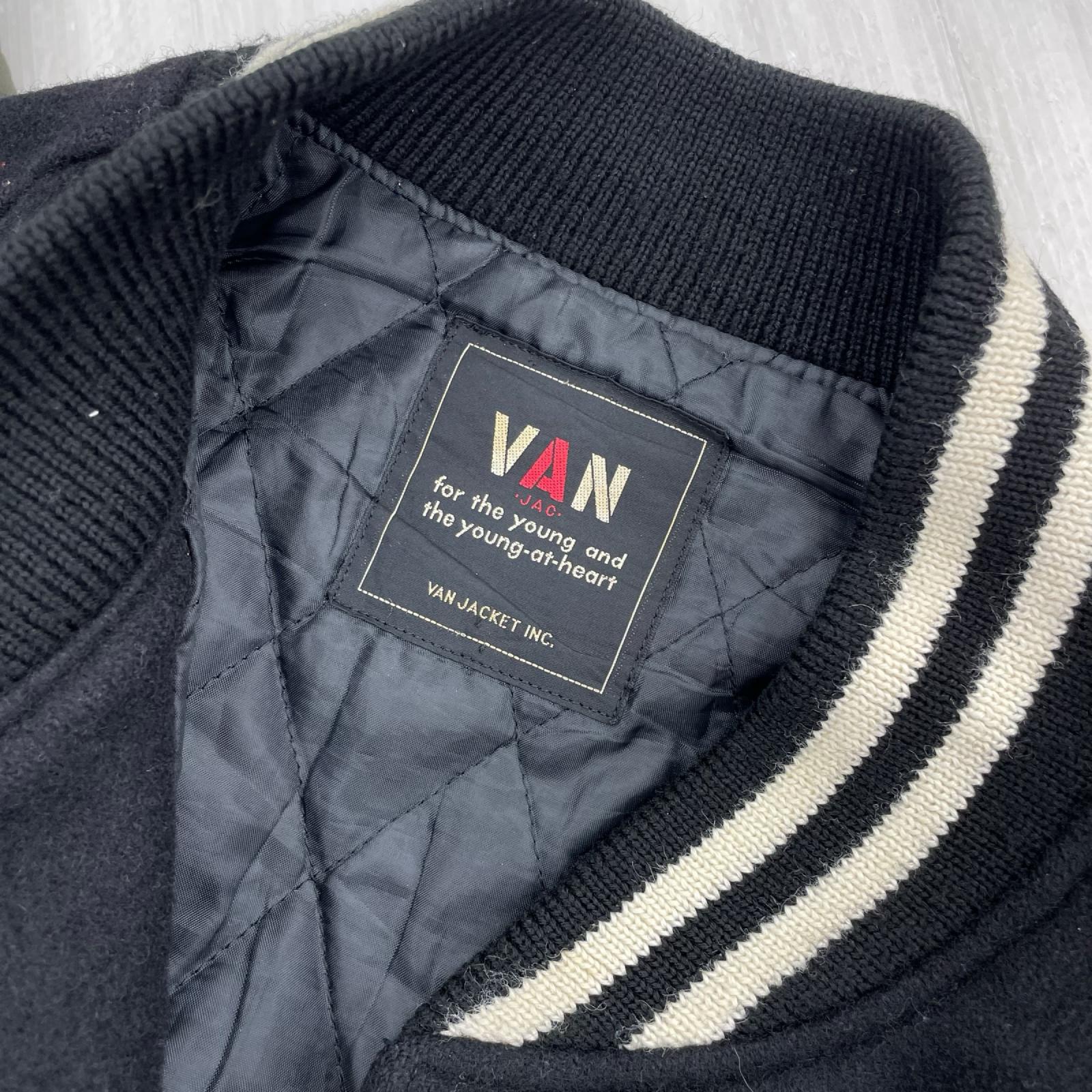 ブルゾン OLD VAN アーチロゴ 袖レザースタジャン(L) L ブラック