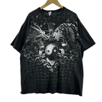 半袖Tシャツ 龍 虎 Tシャツ 黒 ビッグプリント ブラック