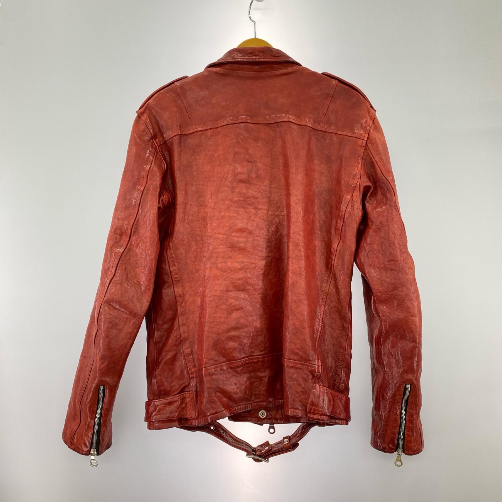 レザージャケット “GARMENT-DYED” D-POCKET DOUBLE RIDERS L ブラウン