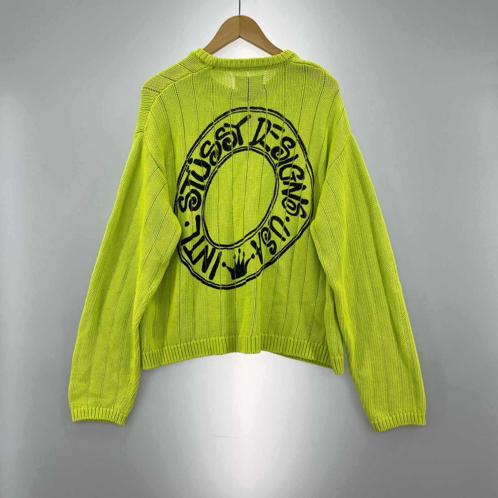 ニット STUSSY リネンコットン クルーネックニット M M グリーン