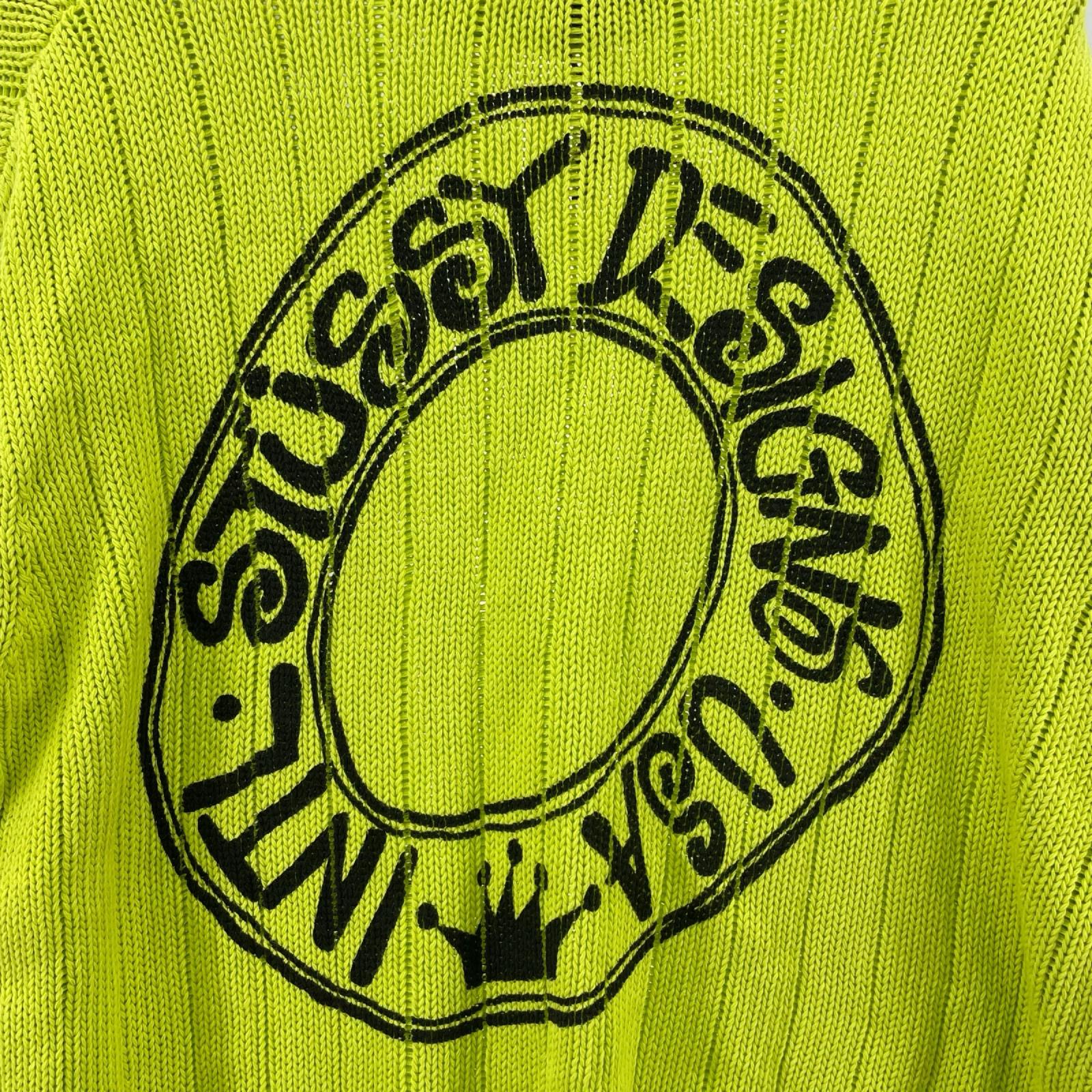 ニット STUSSY リネンコットン クルーネックニット M M グリーン