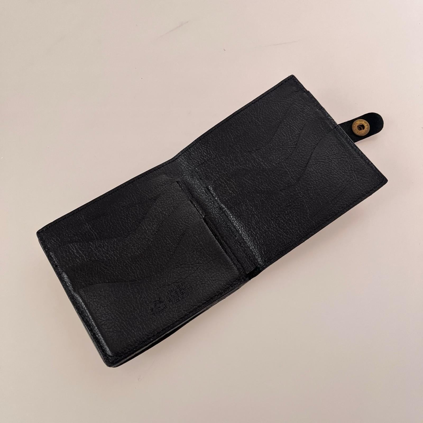 コンパクトウォレット レザー折り畳み財布 黒 ブラック