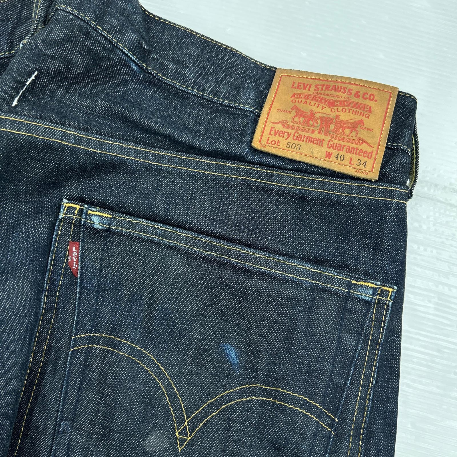 デニムパンツ ×Levi's 503 再構築デニムペインターパンツ (W40) L ネイビー