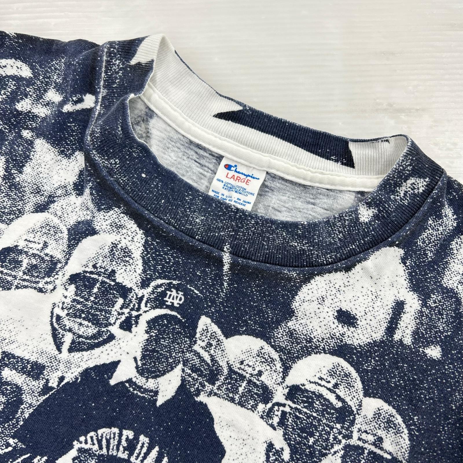 半袖Tシャツ 80s ノートルダム大学 フォトプリントTee (L) L ネイビー