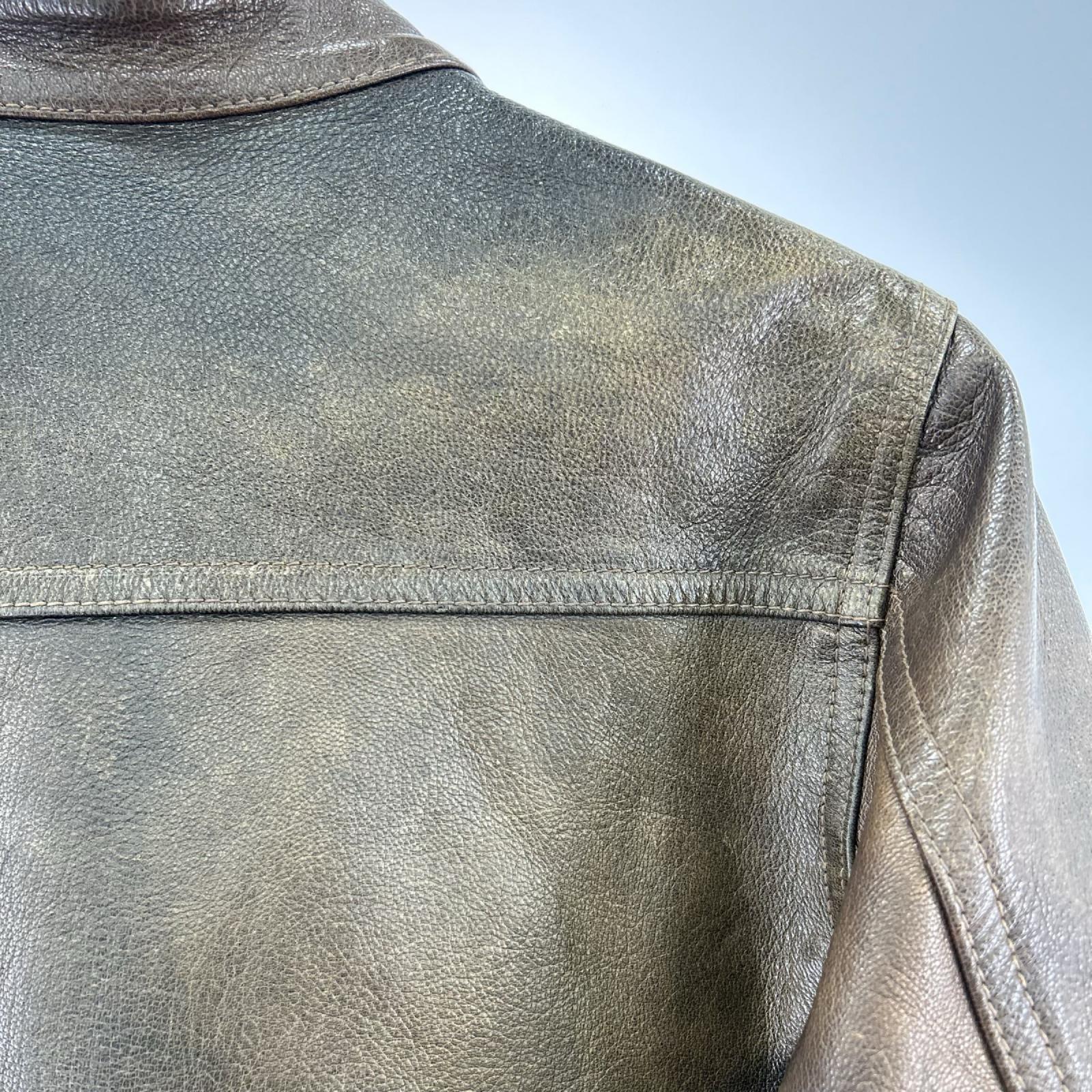 レザージャケット シングル ライダース ゴートスキン 茶 ブラウン