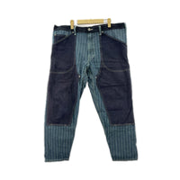 デニムパンツ GANRYU ヒッコリーダブルニーデニムパンツ M M ブルー