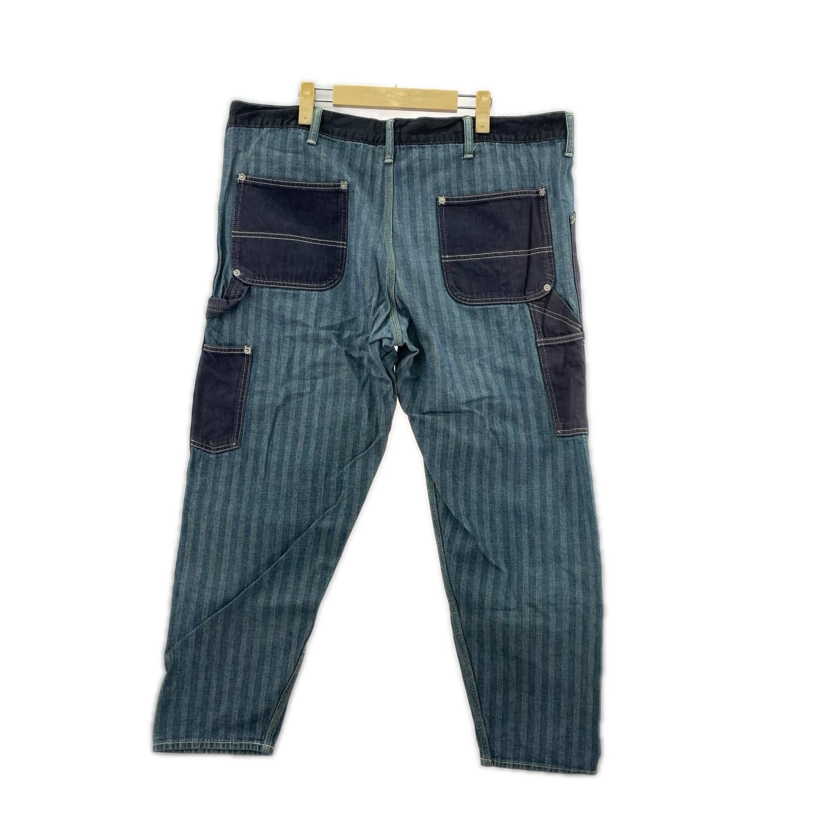 デニムパンツ GANRYU ヒッコリーダブルニーデニムパンツ M M ブルー
