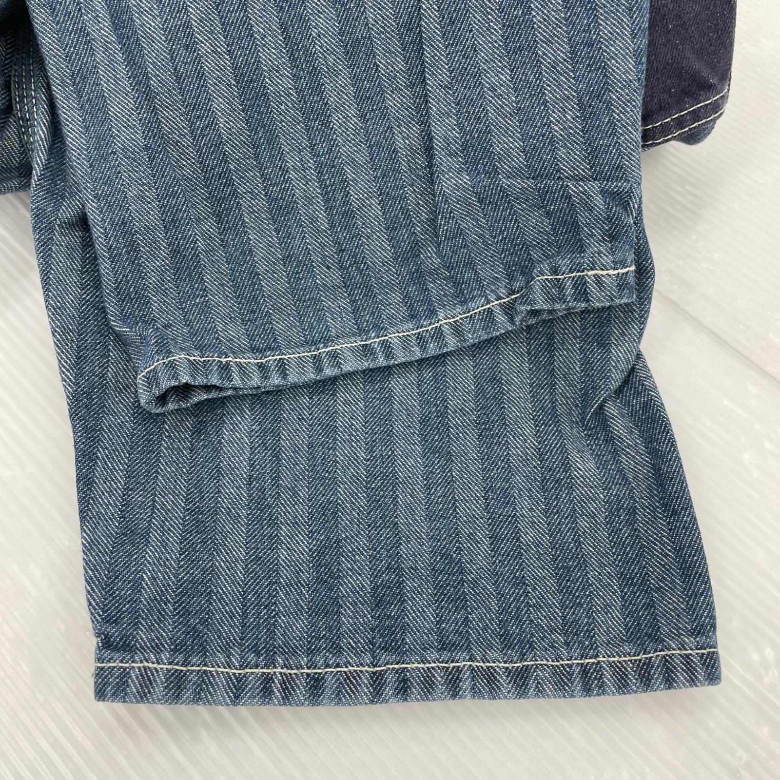 デニムパンツ GANRYU ヒッコリーダブルニーデニムパンツ M M ブルー
