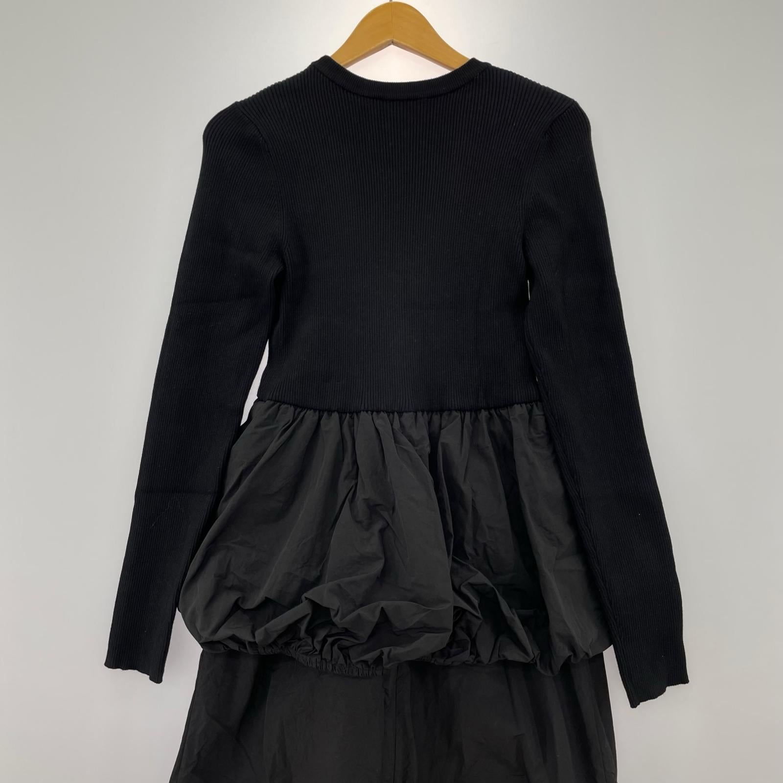 ワンピース AMERI BALLOON DETAIL KNIT DOCKING DRESS S ブラック S ブラック