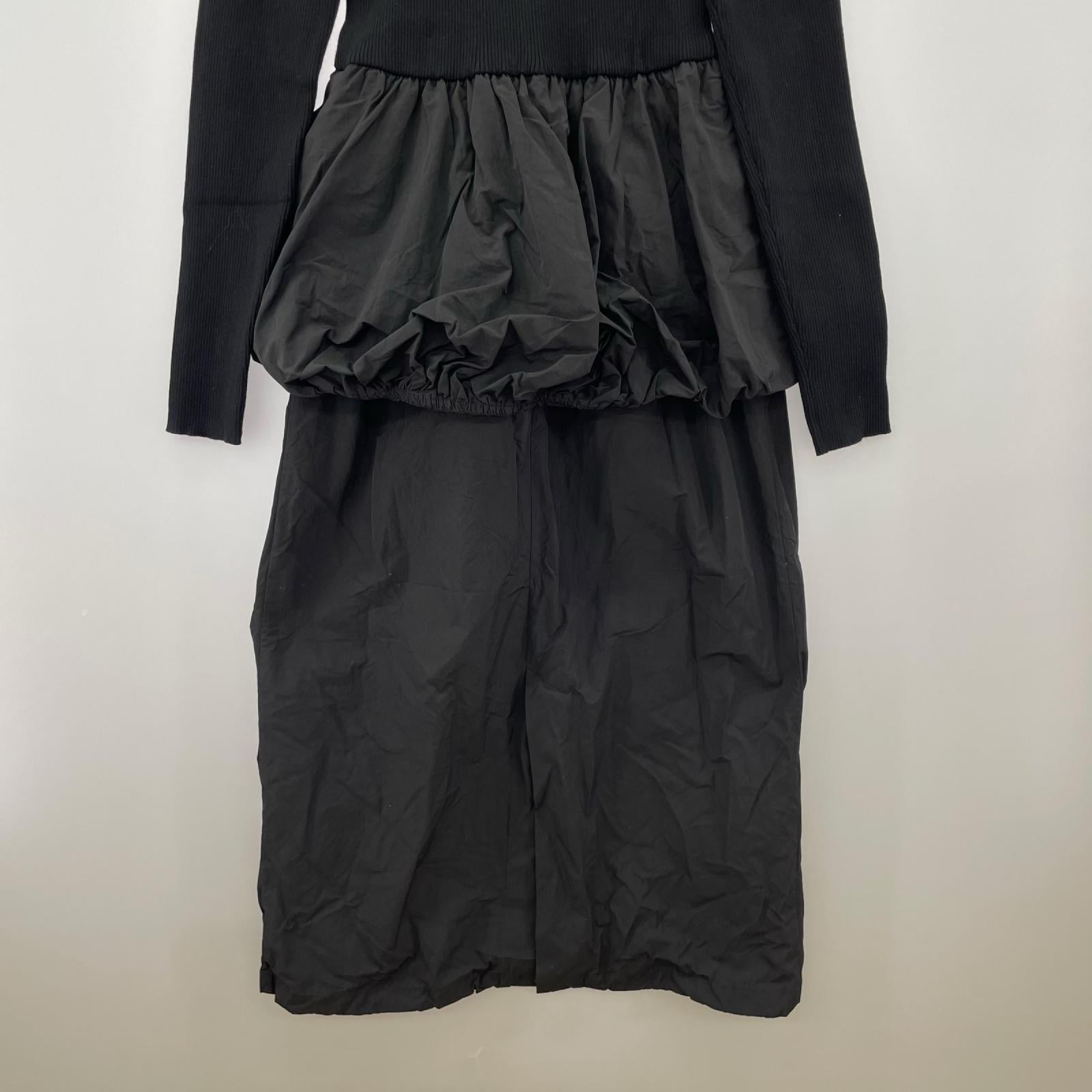 ワンピース AMERI BALLOON DETAIL KNIT DOCKING DRESS S ブラック S ブラック