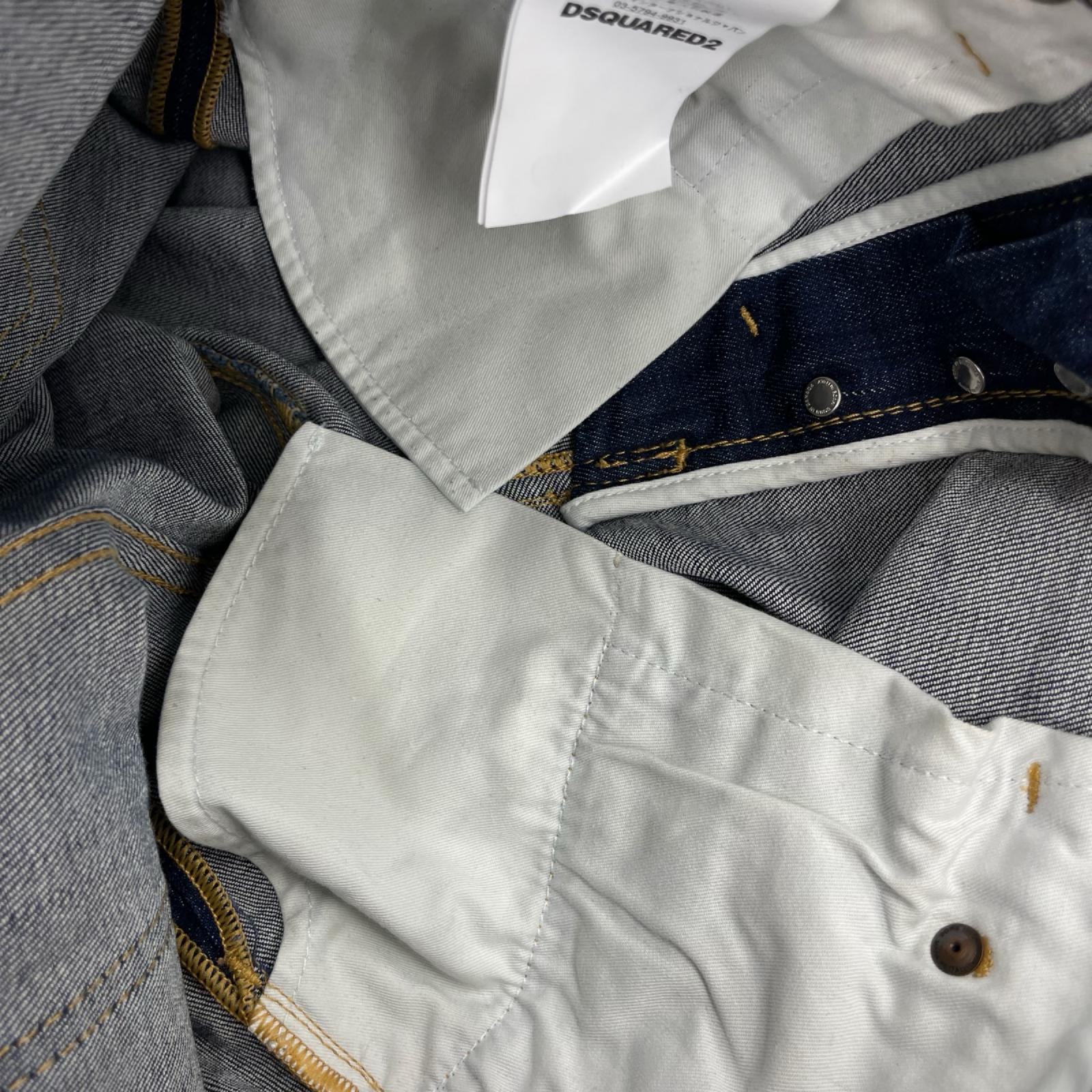 デニムパンツ リペア加工デニム 44 ネイビー