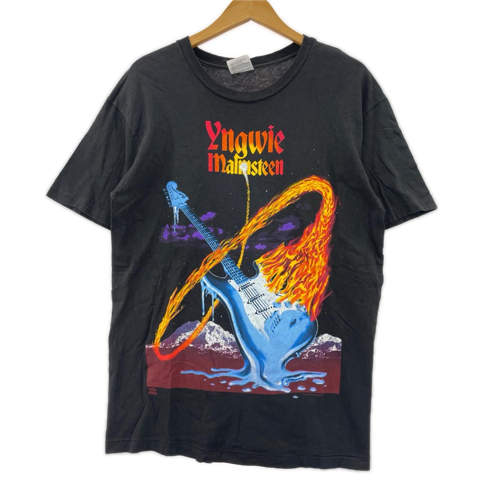 半袖Tシャツ YNGWIE MALMSTEEN 92 TOUR TEE ギター 黒 L ブラック