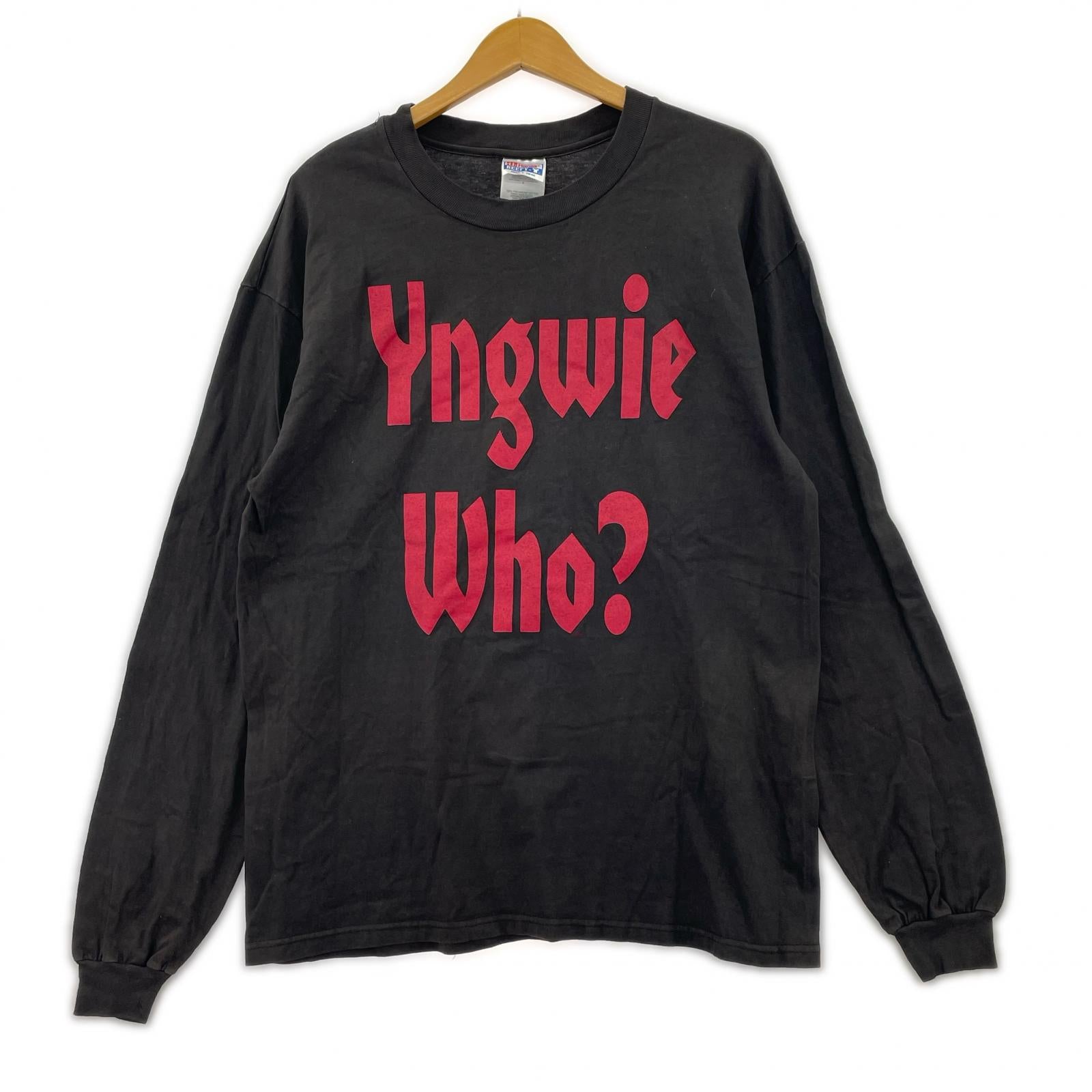 長袖Tシャツ HANES 80s YNGWIE MALMSTEEN Yngwie who ? L ブラック