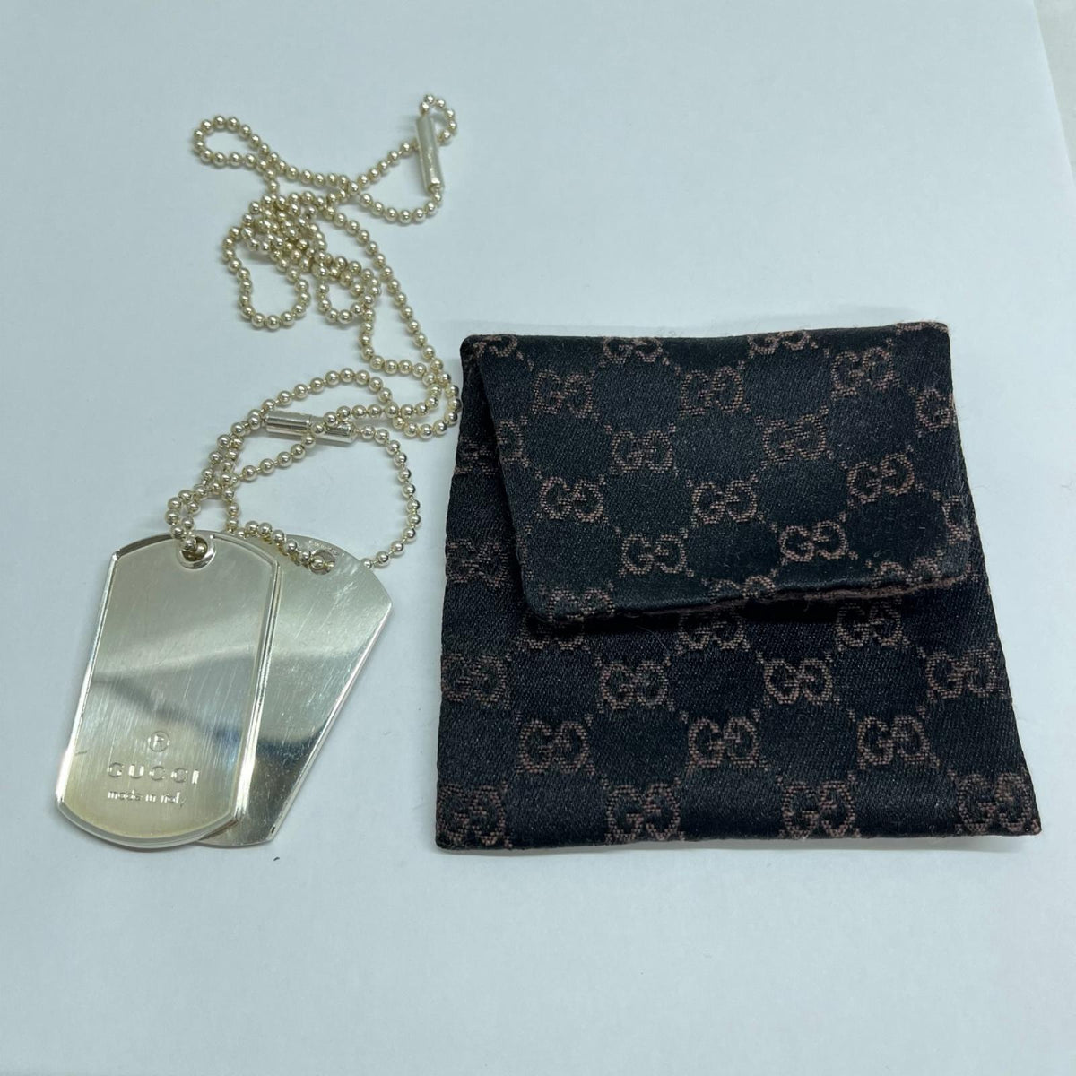 GUCCI 925 ダブルドックタグネックレス