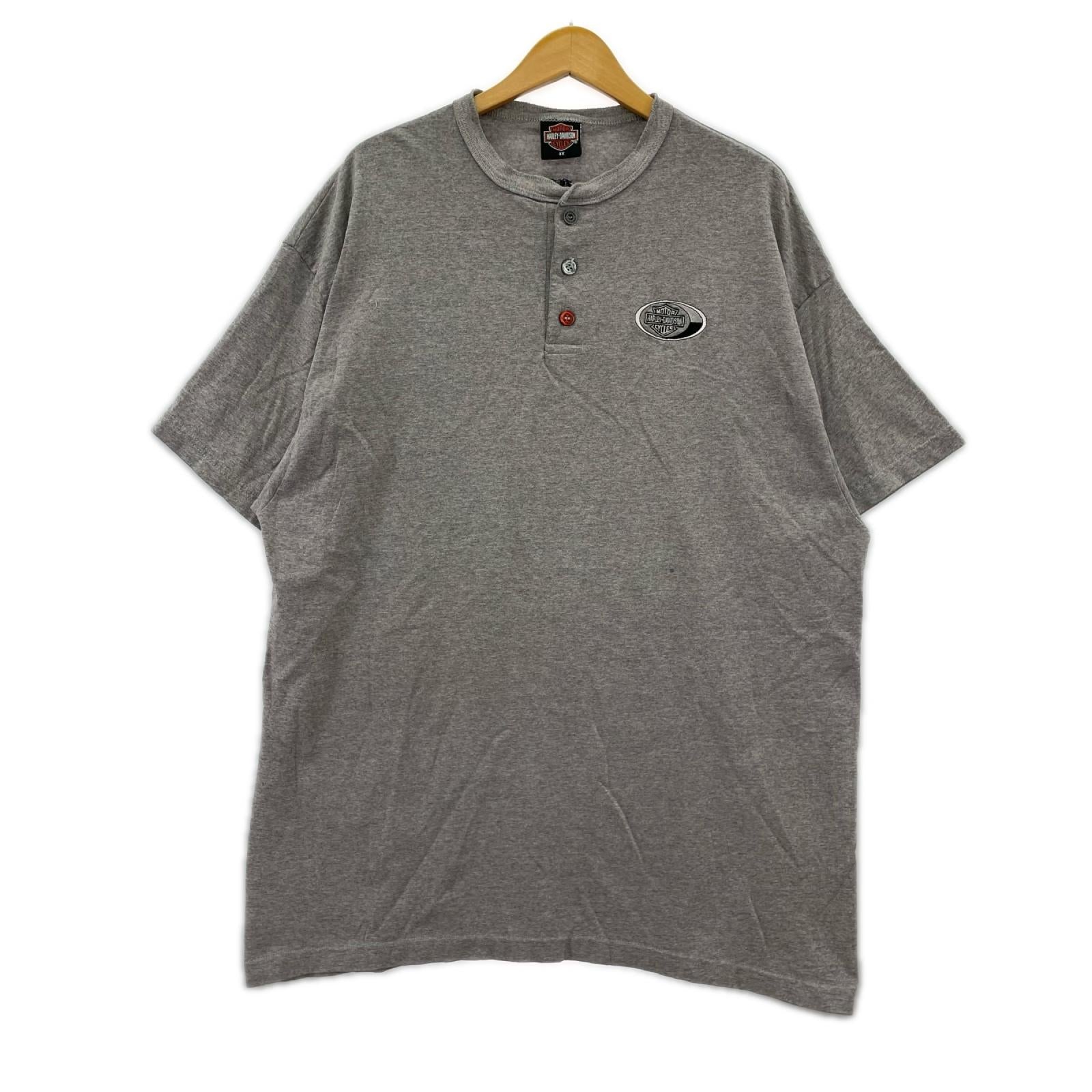 半袖Tシャツ ヘンリーネック オーバルロゴ グレー グレー