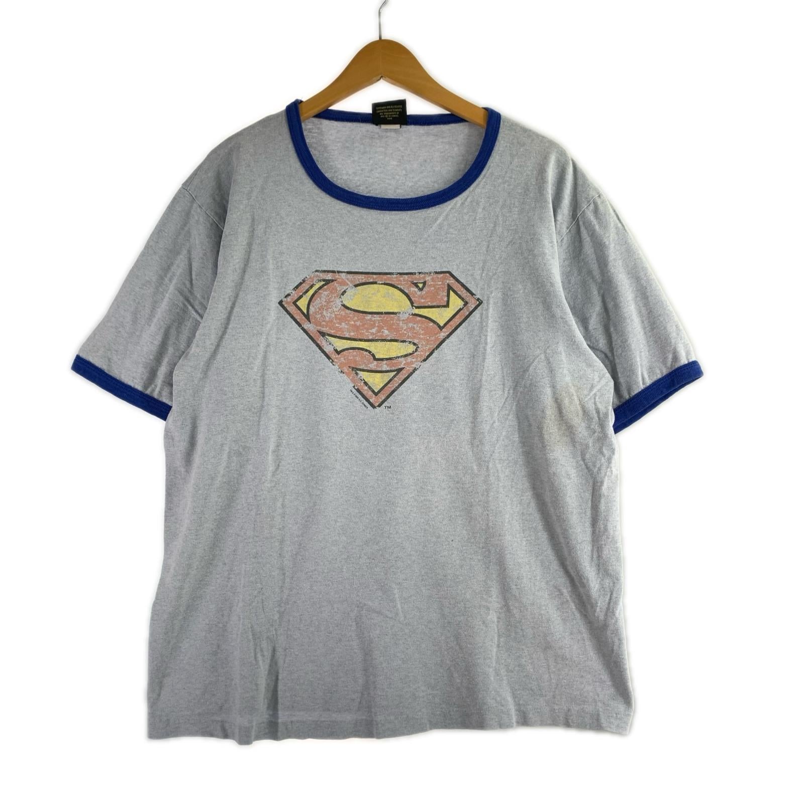 半袖Tシャツ 00s WARNER BROS スーパーマン リンガー 青