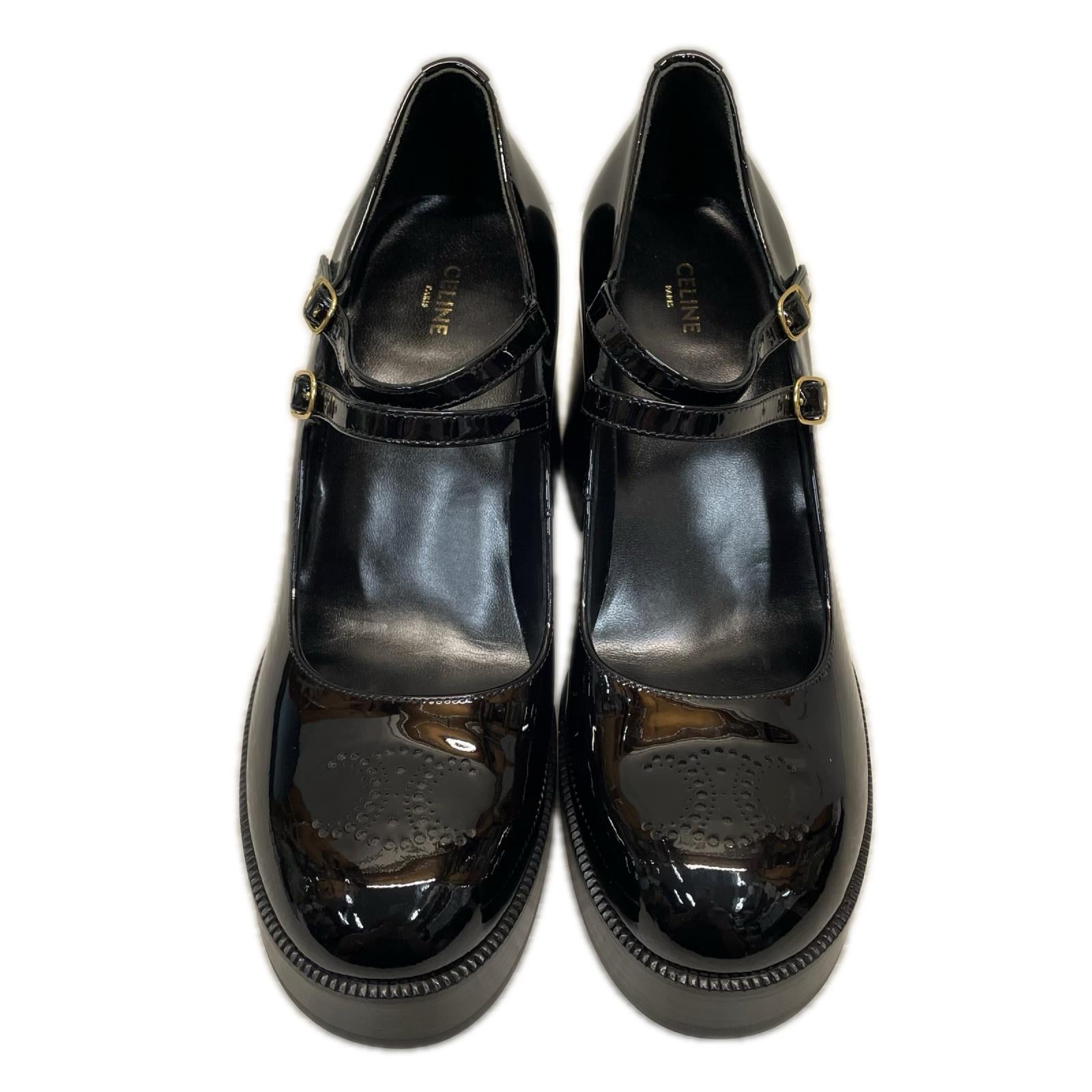 CELINE トリオンフ パテントレザー ヒールパンプス 24cm (US6 UK5 1/2 EU38)