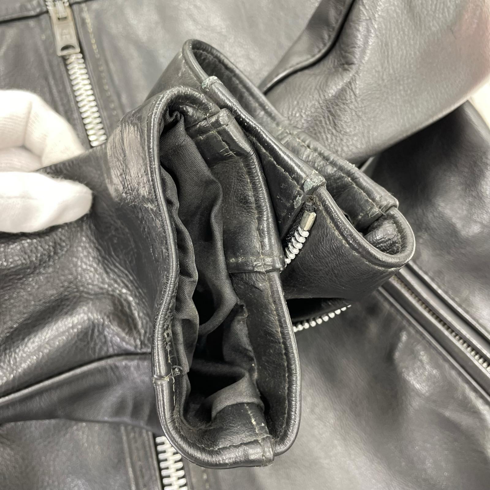 レザージャケット 666 leather wear シングルライダース 32 32 ブラック