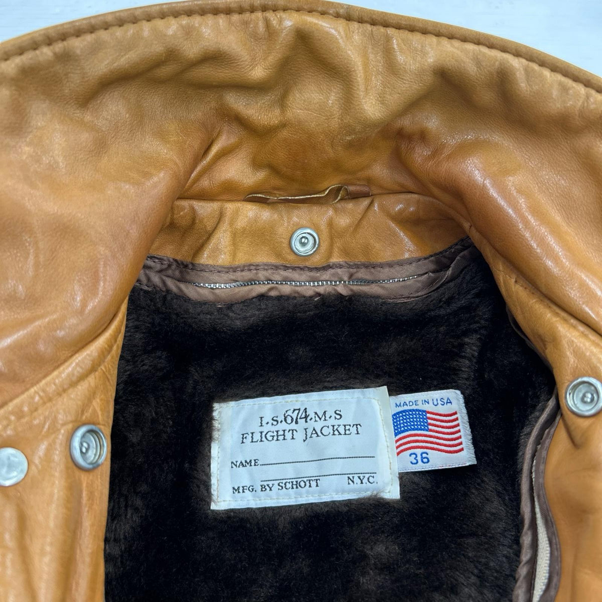 レザージャケット I・S・674・M・S Fraight Jacket 36 CML 36 ブラウン