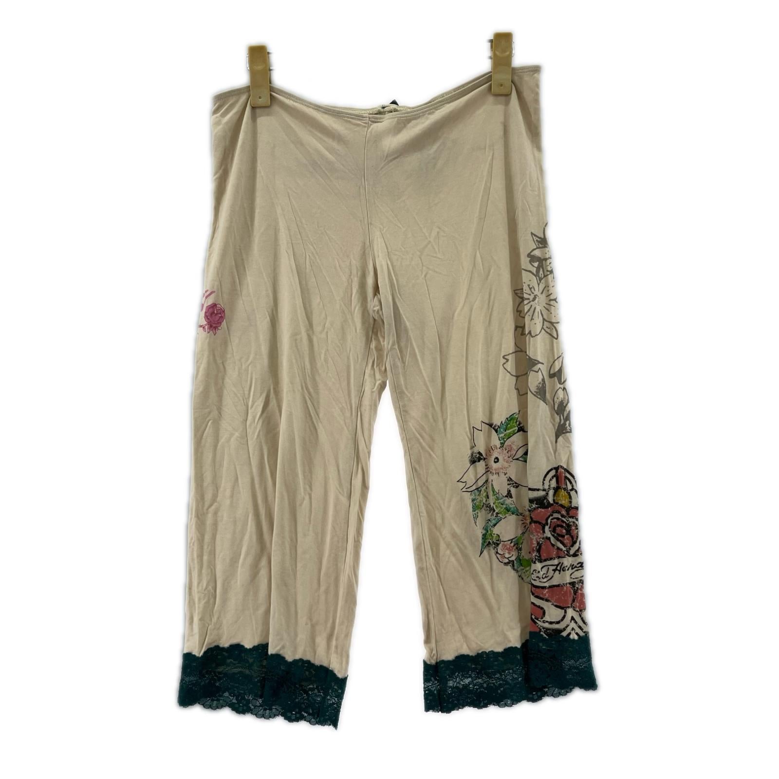 パンツ Ed Hardy レース切り替えレイヤードパンツ ベージュ