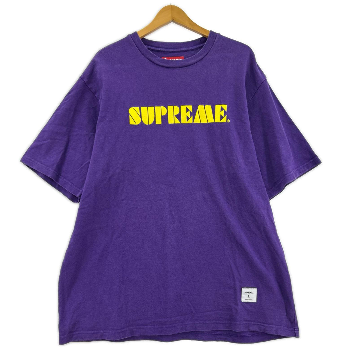 半袖Tシャツ Stencil Embroidered tee 紫 L L パープル