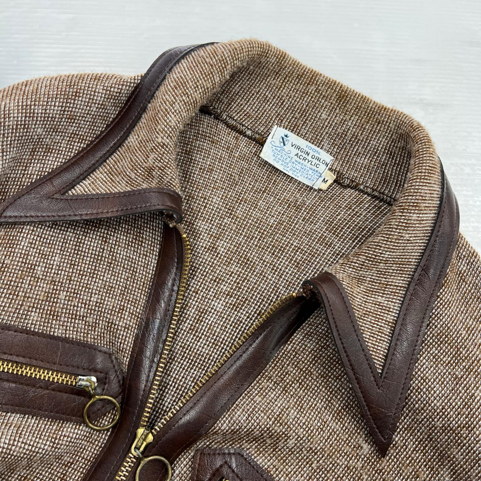 ニット 70s VIRGIN ORLON ACRYLIC 茶 M M ブラウン