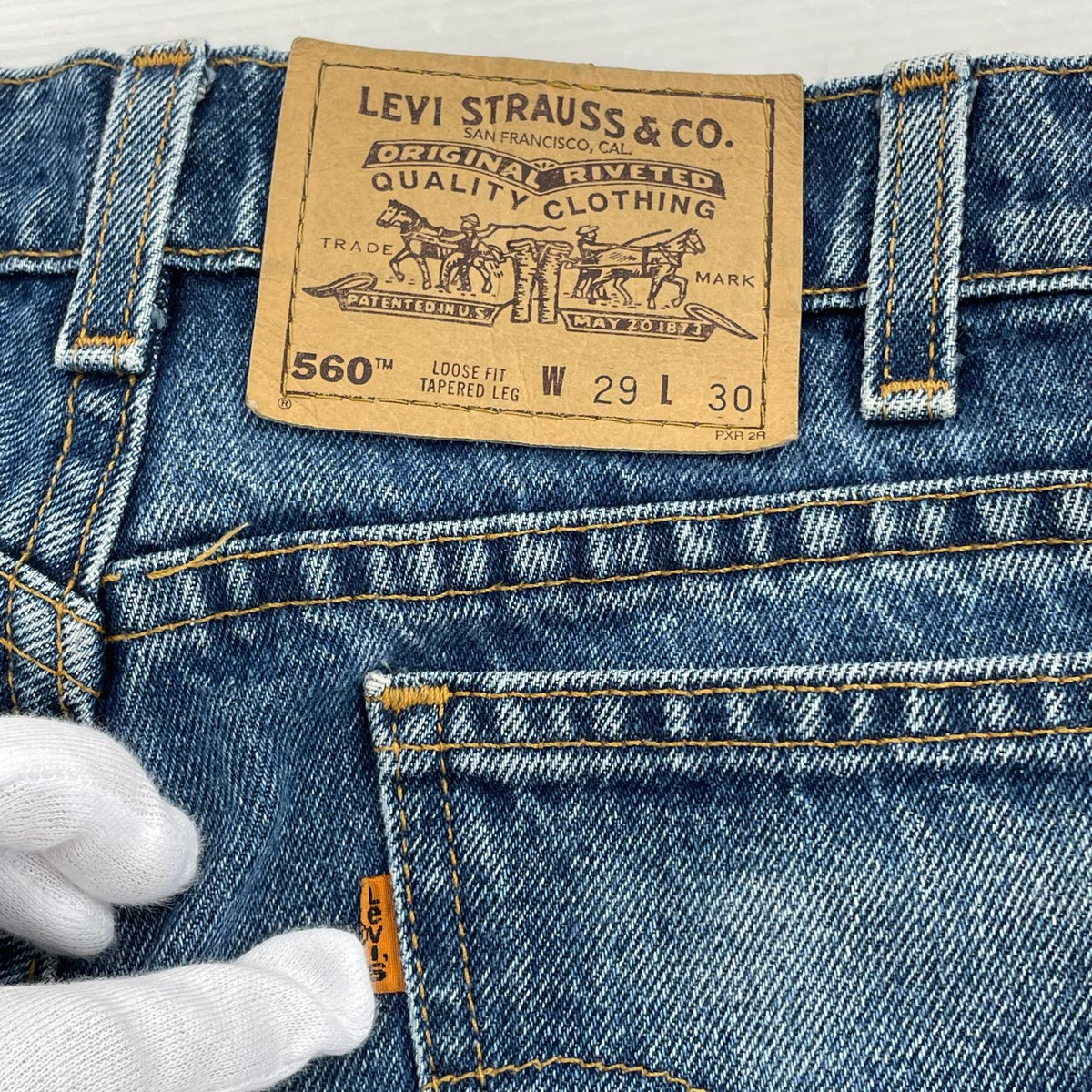 デニムパンツ USA製 90S オレンジタブ 560 (W29L30) 29 ブルー