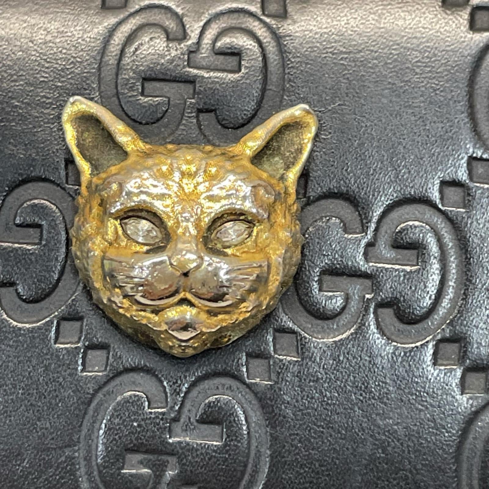 GUCCI グッチシマ リネアキャット フラップロングウォレット