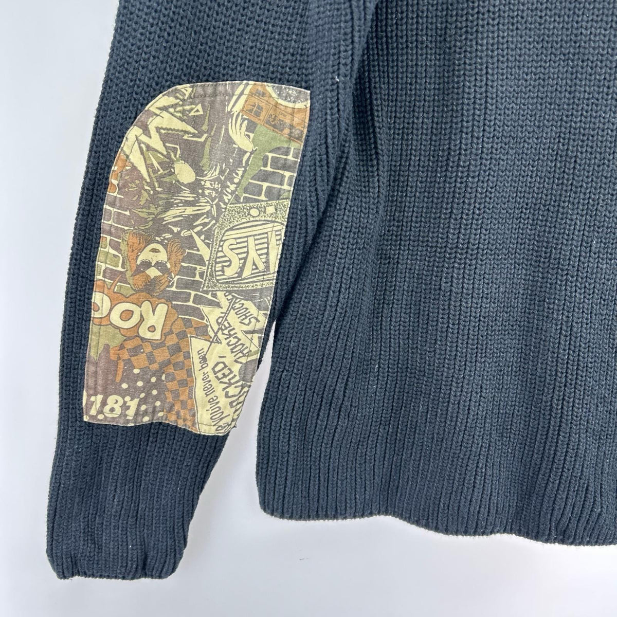 ニット エルボーパッチニット 黒 02183NS09 L L ブラック