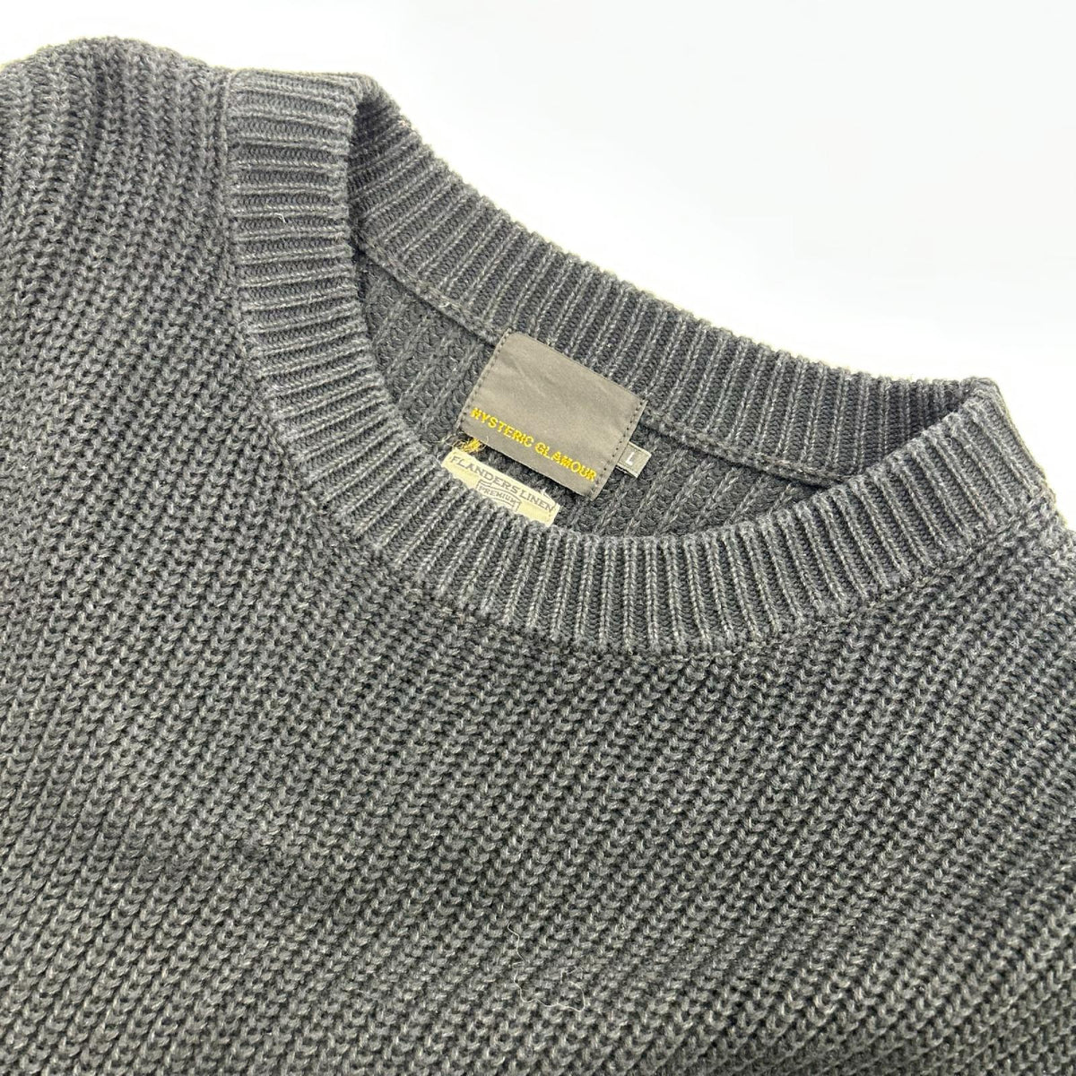 ニット エルボーパッチニット 黒 02183NS09 L L ブラック