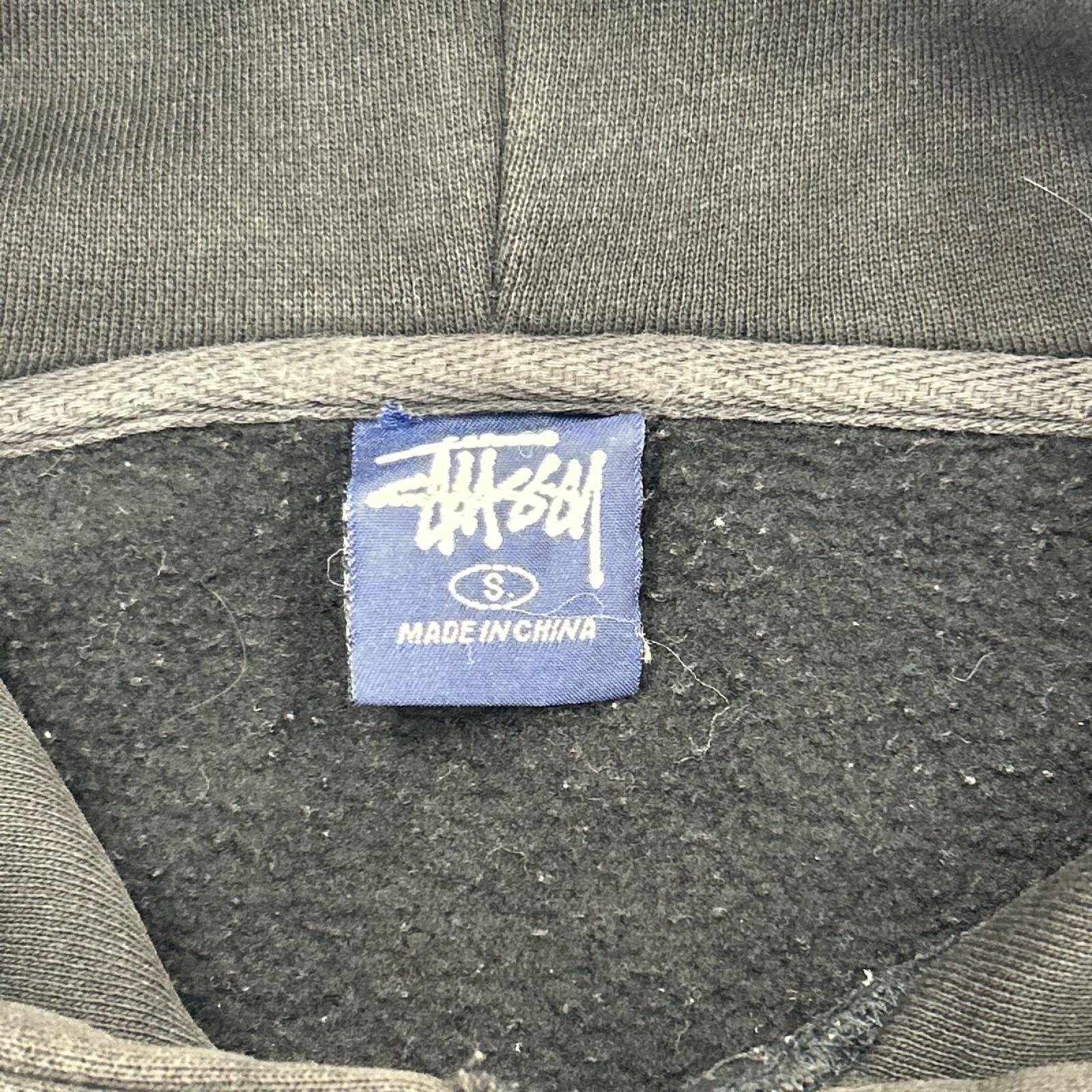 パーカー STUSSY 90s 紺タグ ロゴプルオーバーパーカー (S) S ブラック